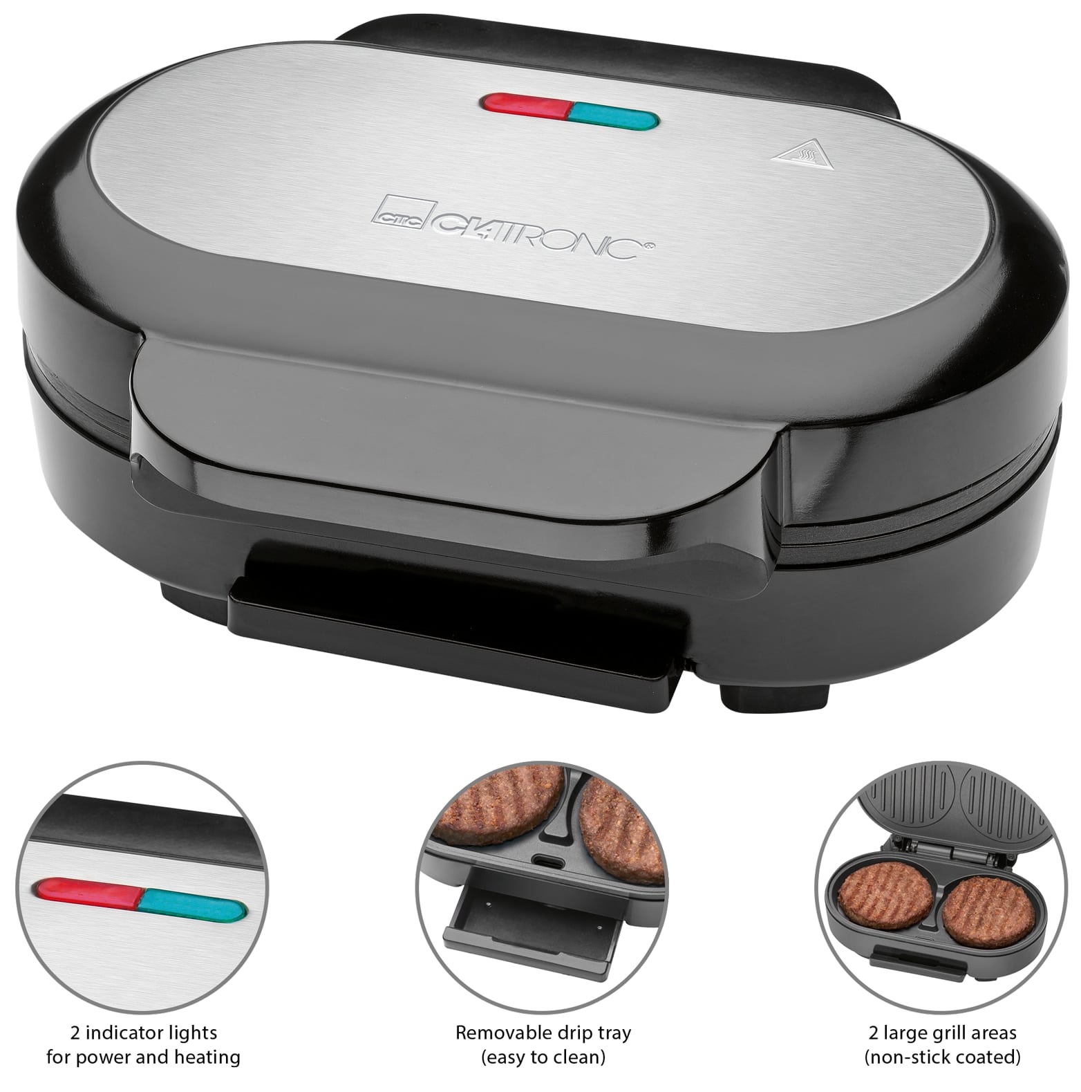 CLATRONIC Hamburger-Grill HBM 3696, 1000 W