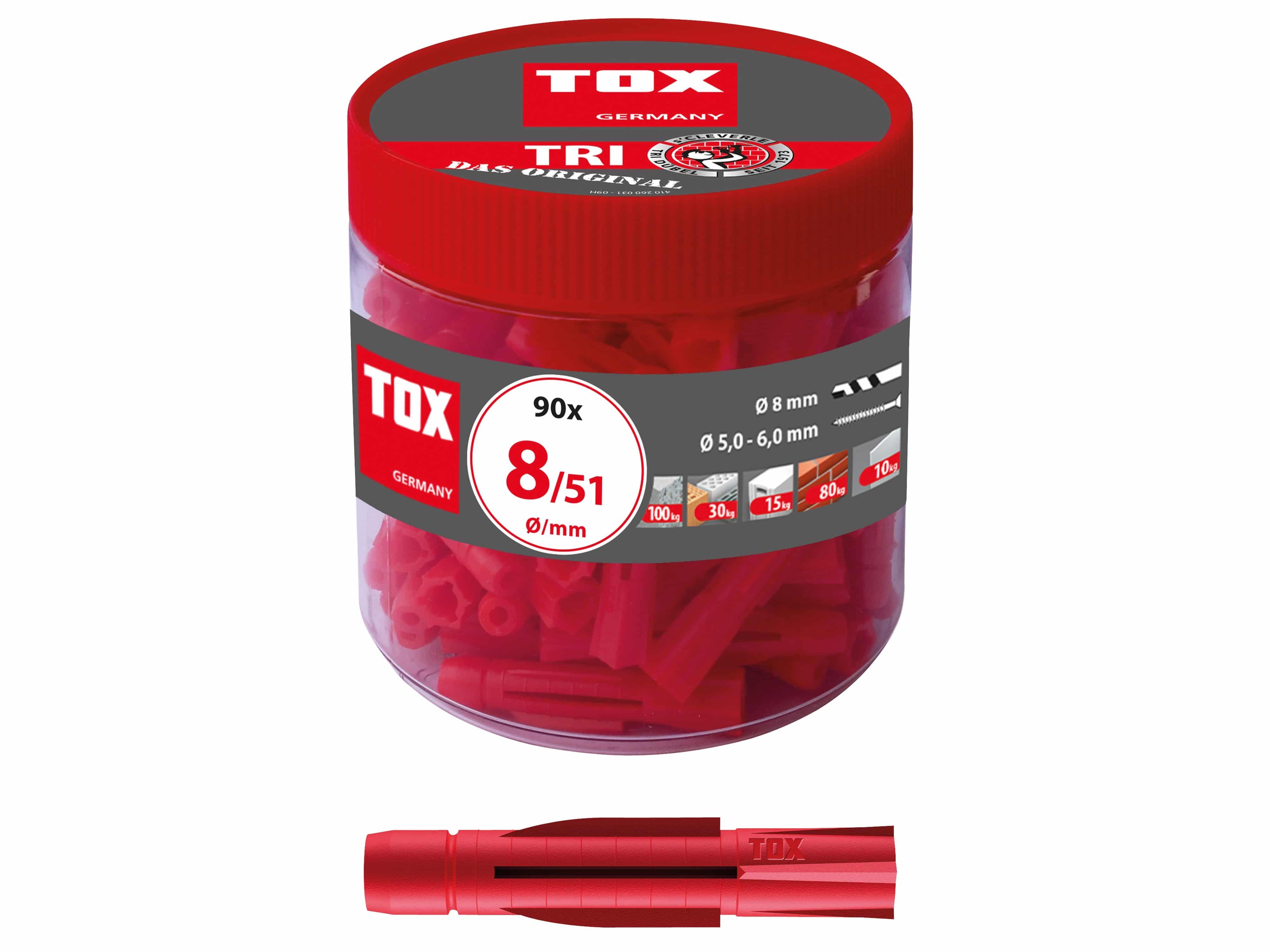 TOX Allzweckdübel Tri, 8x51 mm, in Runddose, 90 Stück