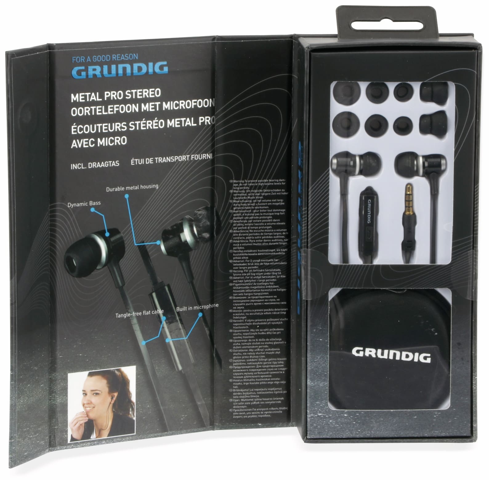 GRUNDIG In-Ear Headset mit Flachkabel 86351, schwarz