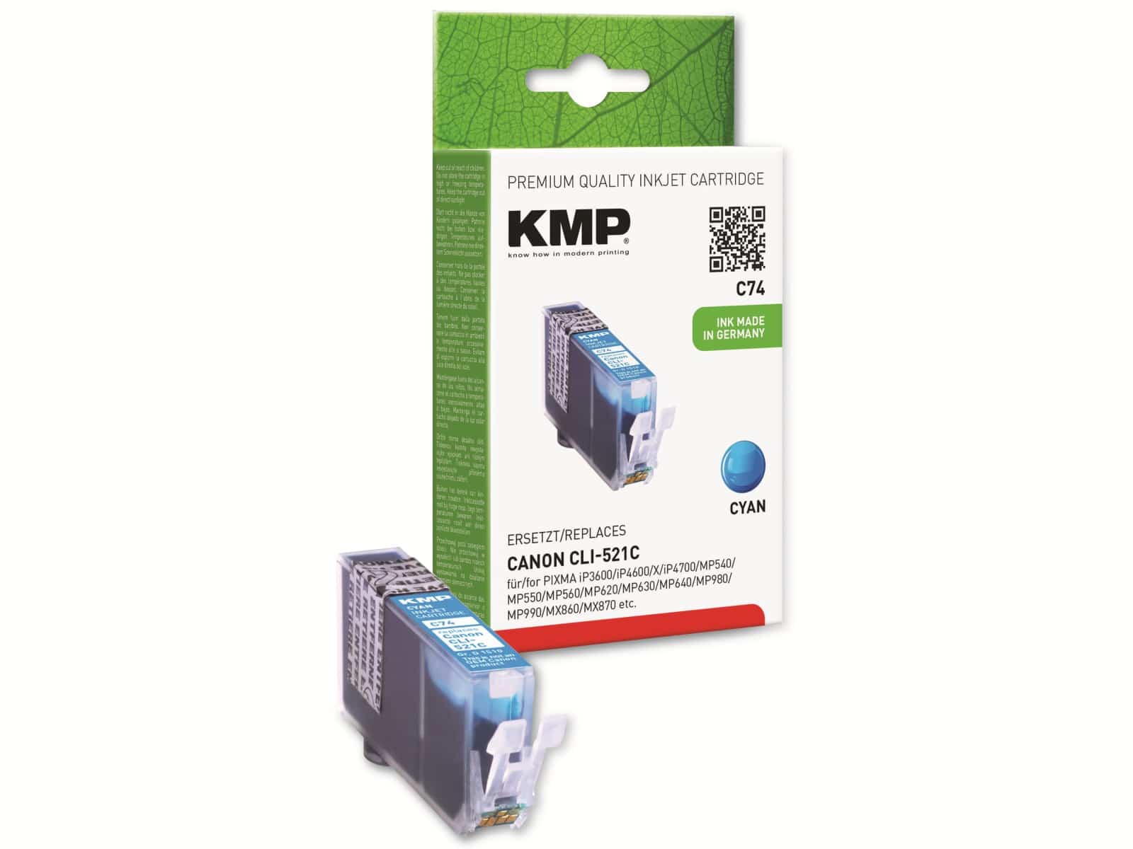 KMP Tintenpatrone kompatibel für Canon CLI-521C, cyan