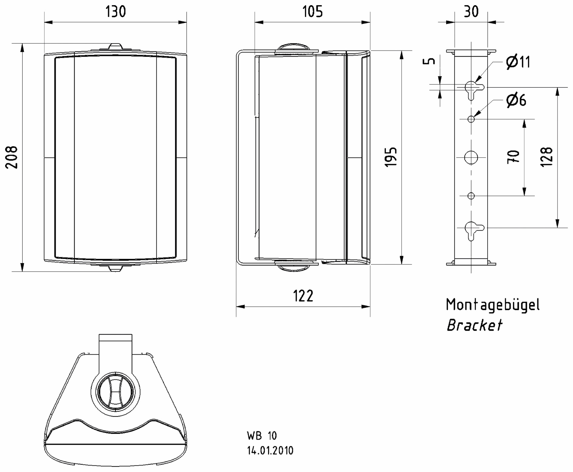 VISATON Lautsprecherbox WB 10, weiß, 100 V, 8 Ohm