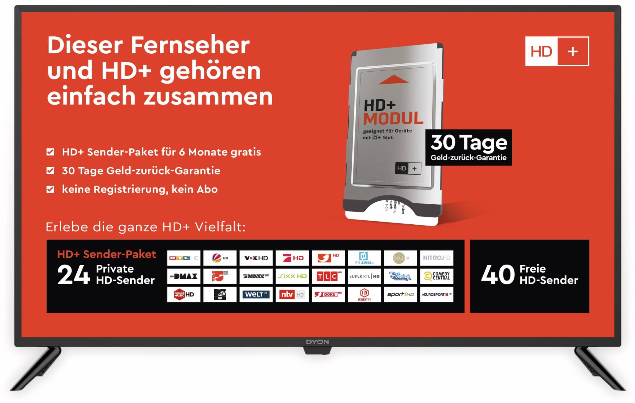 Dyon LED-TV Live 42 Pro X, inkl. HD+, EEK F, 105,4 cm (41,5")