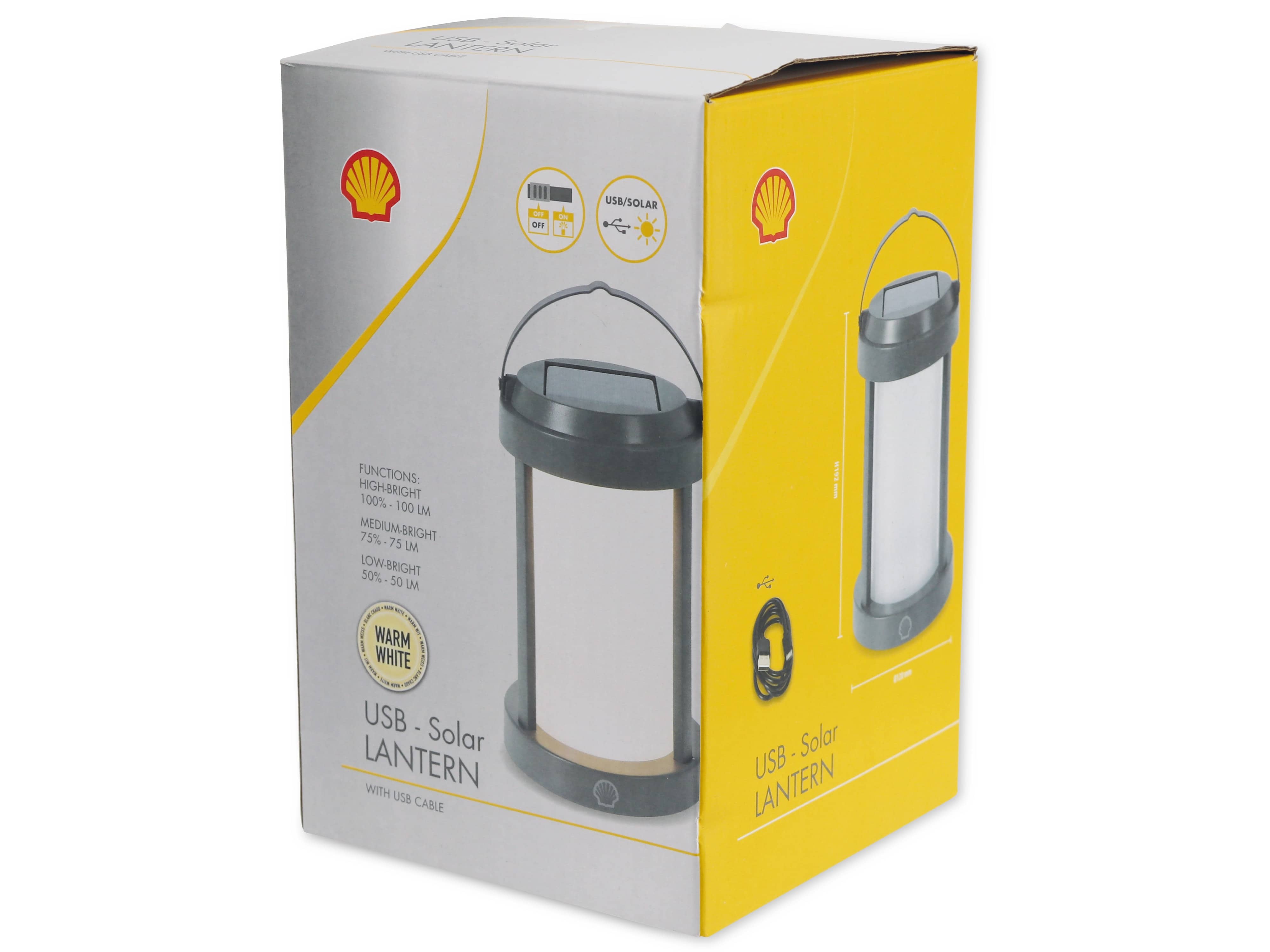 SHELL Solar-LED-Laterne, USB, wiederaufladbar