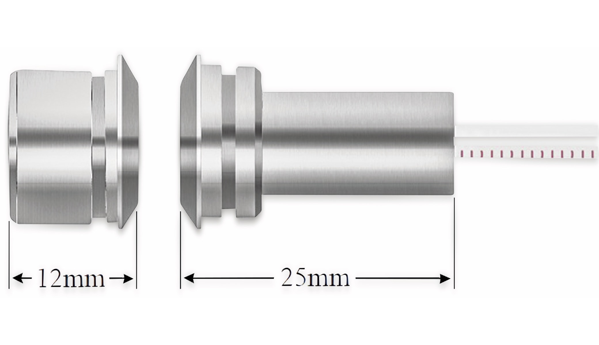 Tür-Fenster- Einlaßkontakt, 36 V/0,5 A, Ø12x25mm, Aluminium