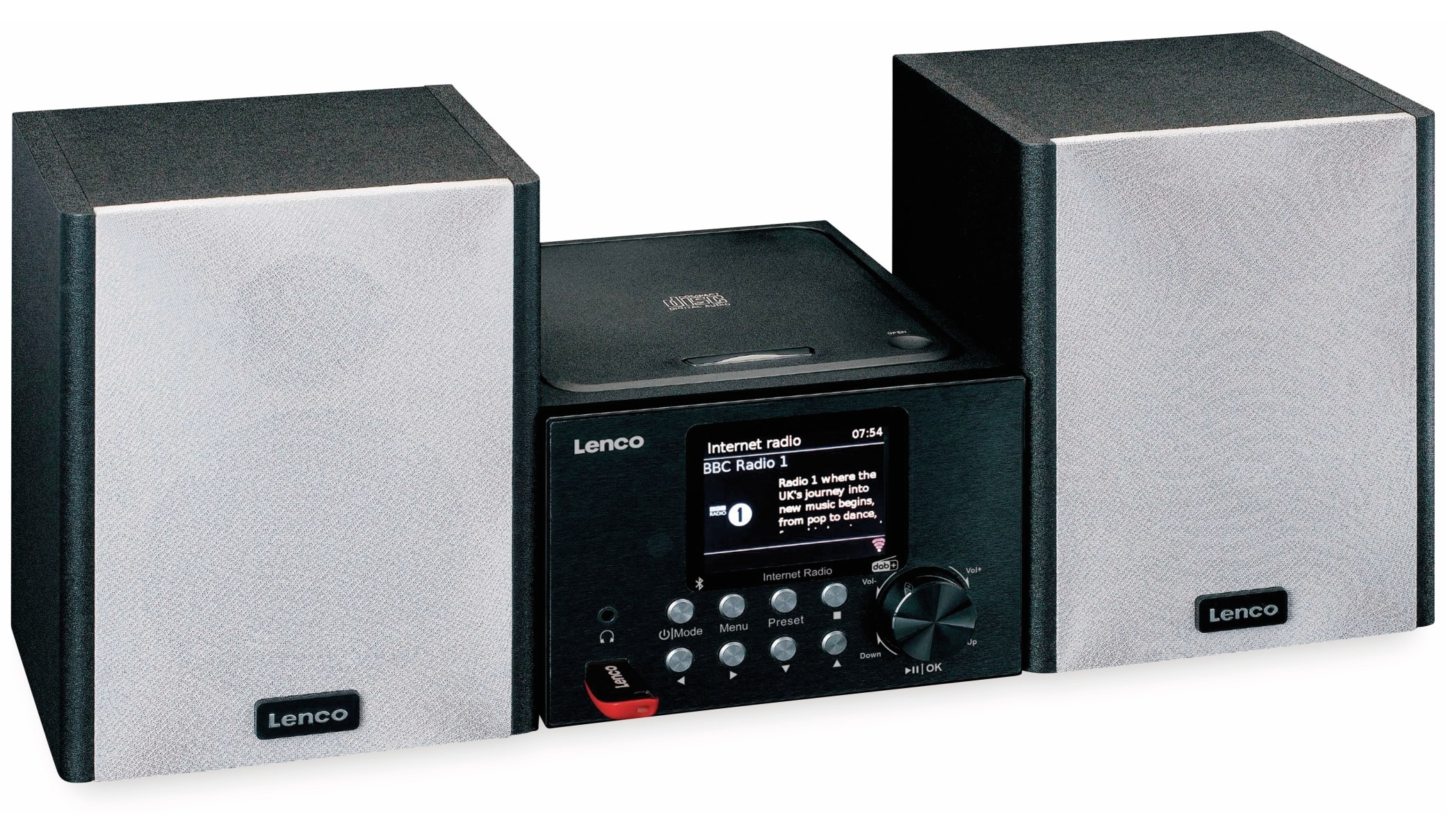 LENCO Stereoanlage MC-250, schwarz, DAB+, Bluetooth, CD/MP3-Player