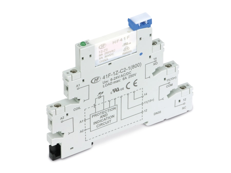 HONGFA Relaisbaustein 41F-1Z-C2-1 & HF41F/12-ZS, 12 V-/~