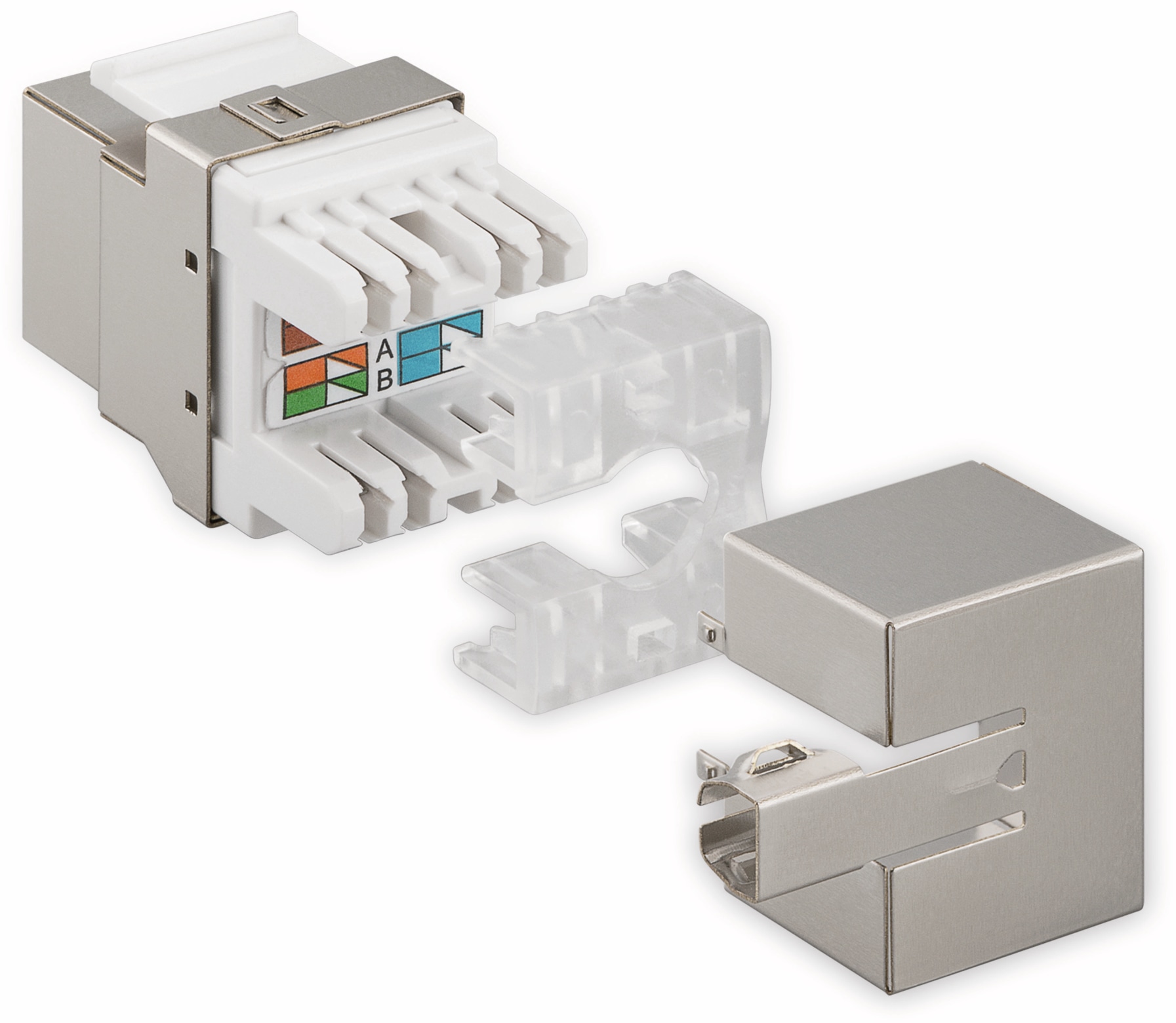 GOOBAY Einbau-Modul 95901, CAT.6, Metall, STP, 90° gewinkelter Ausgang, silber