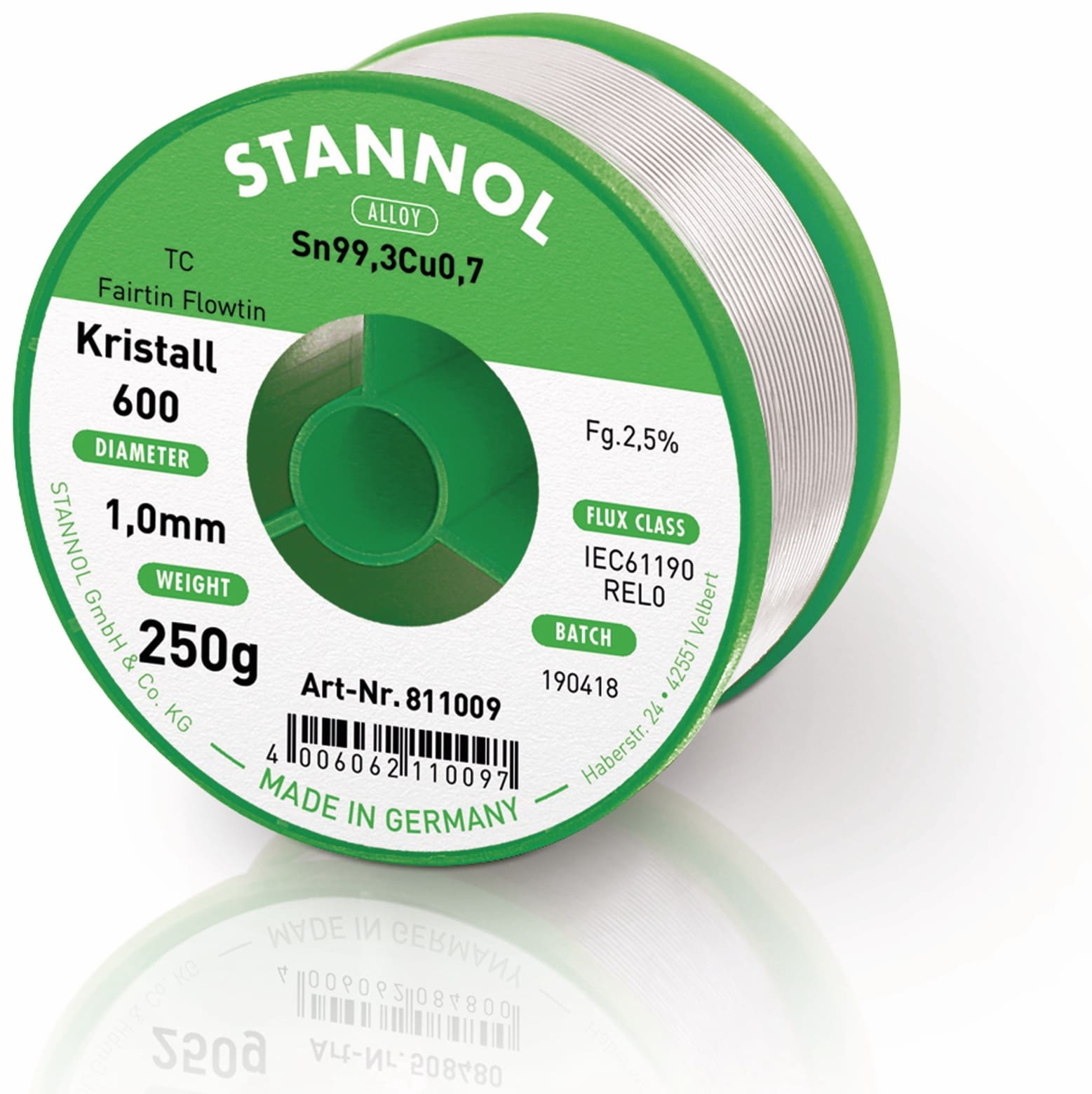 STANNOL Lötzinn Kristall 600 TC, 1,0 mm, 250 g