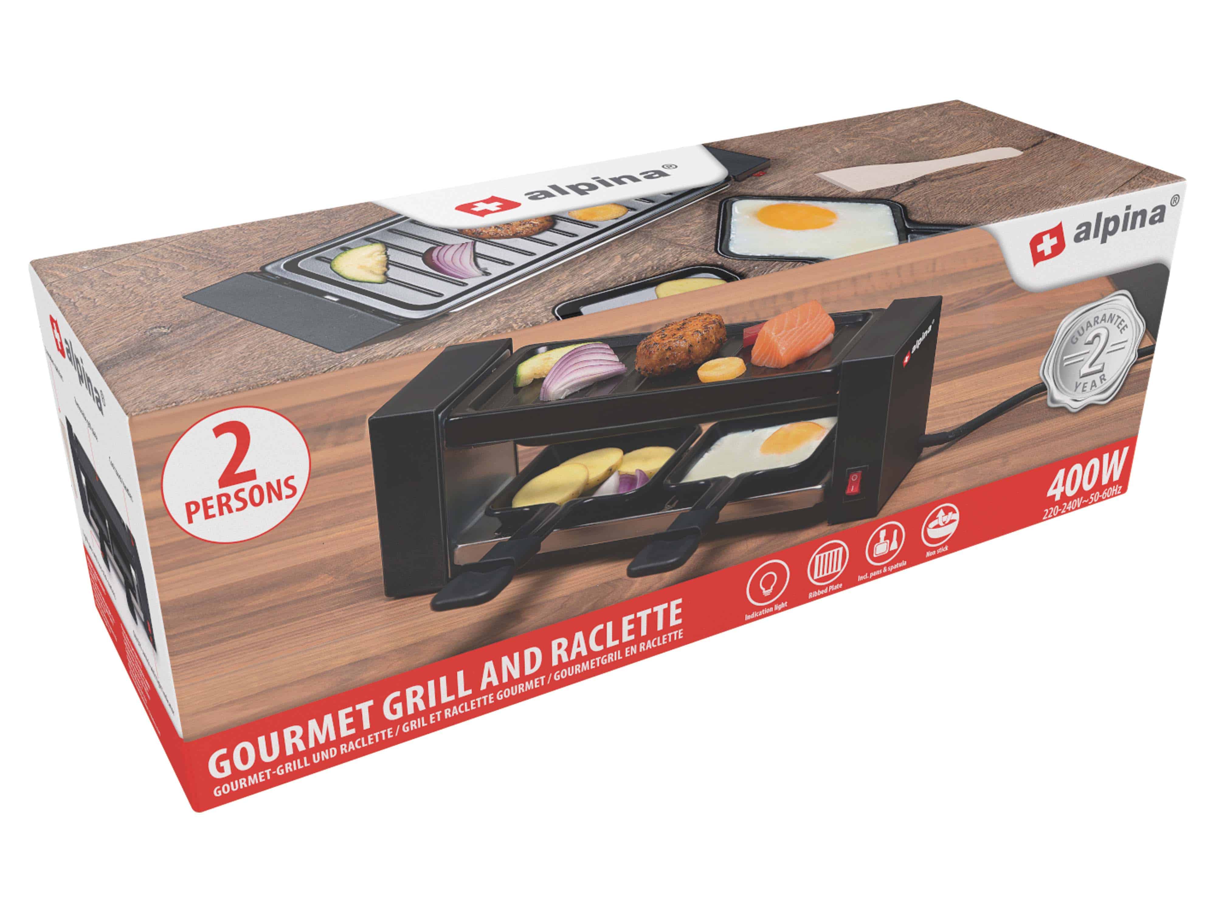 ALPINA Raclette, 400W, 2 Pfannen