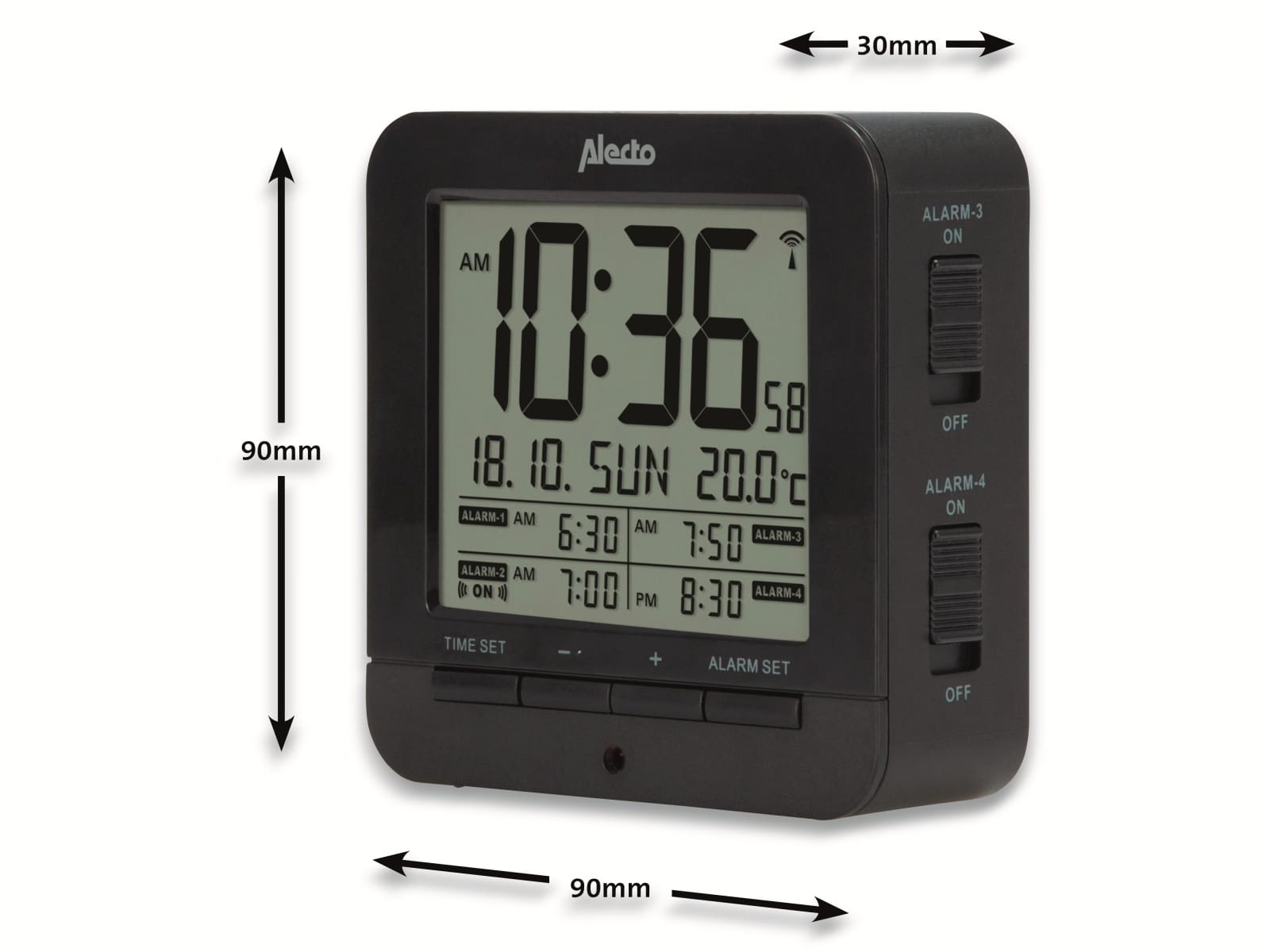 Alecto Digitaler Funkwecker AK-20, mit Thermometer