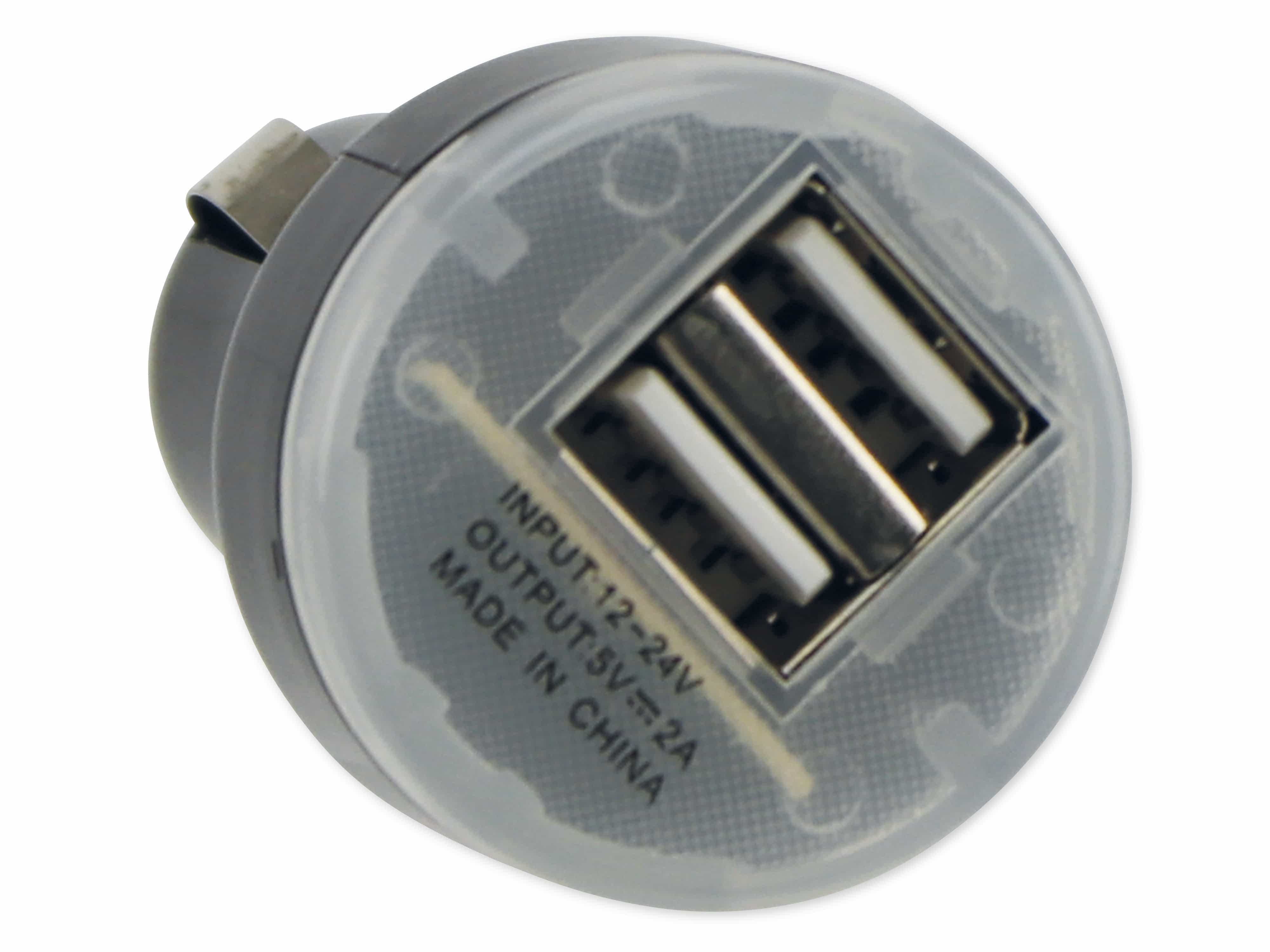 USB-Lader FILMER, KFZ, 2-fach, 1...2,1 A, schwarz