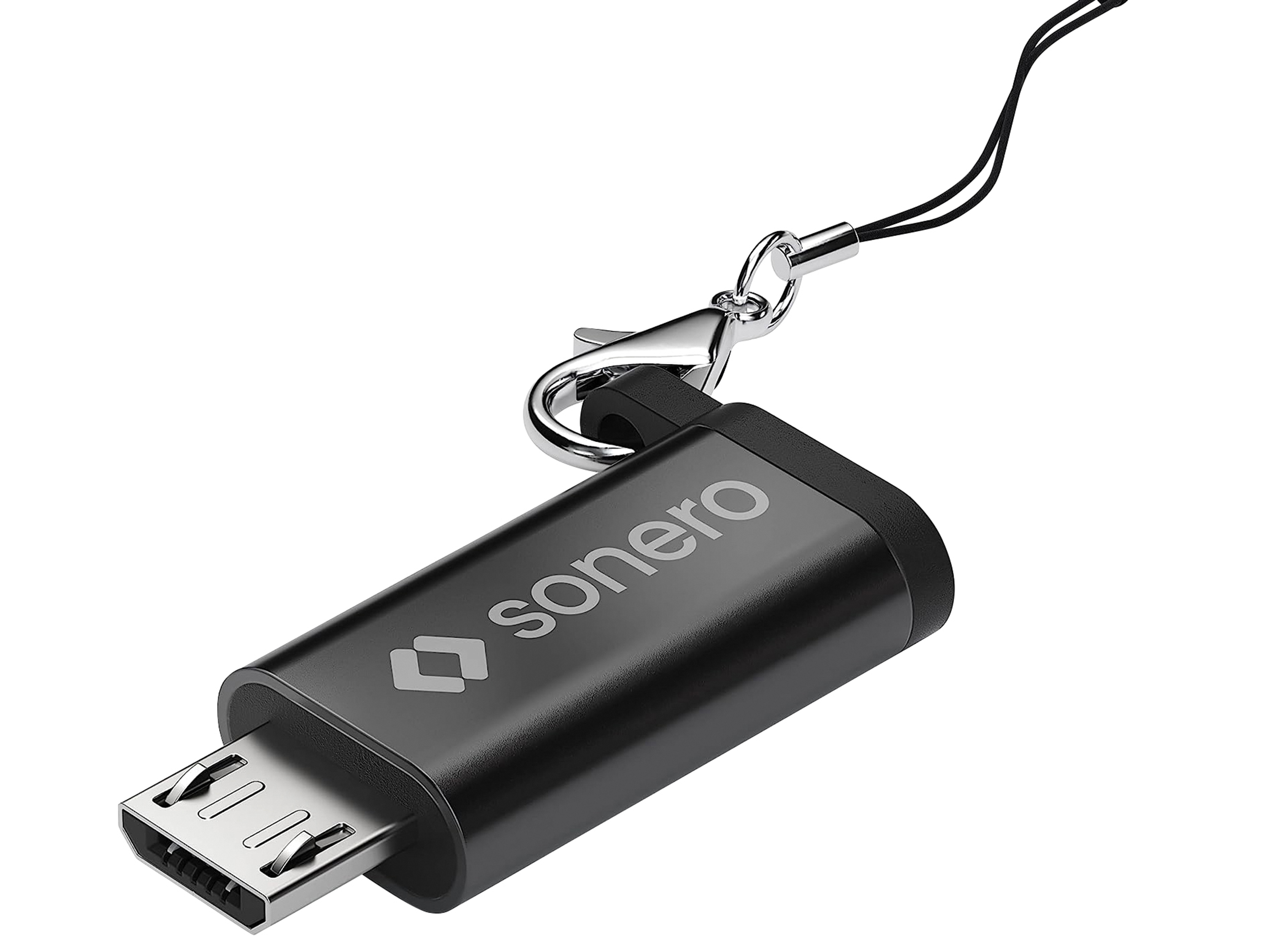 SONERO USB-Adapter OTG, Micro-USB auf USB-C Buchse, alu/schwarz