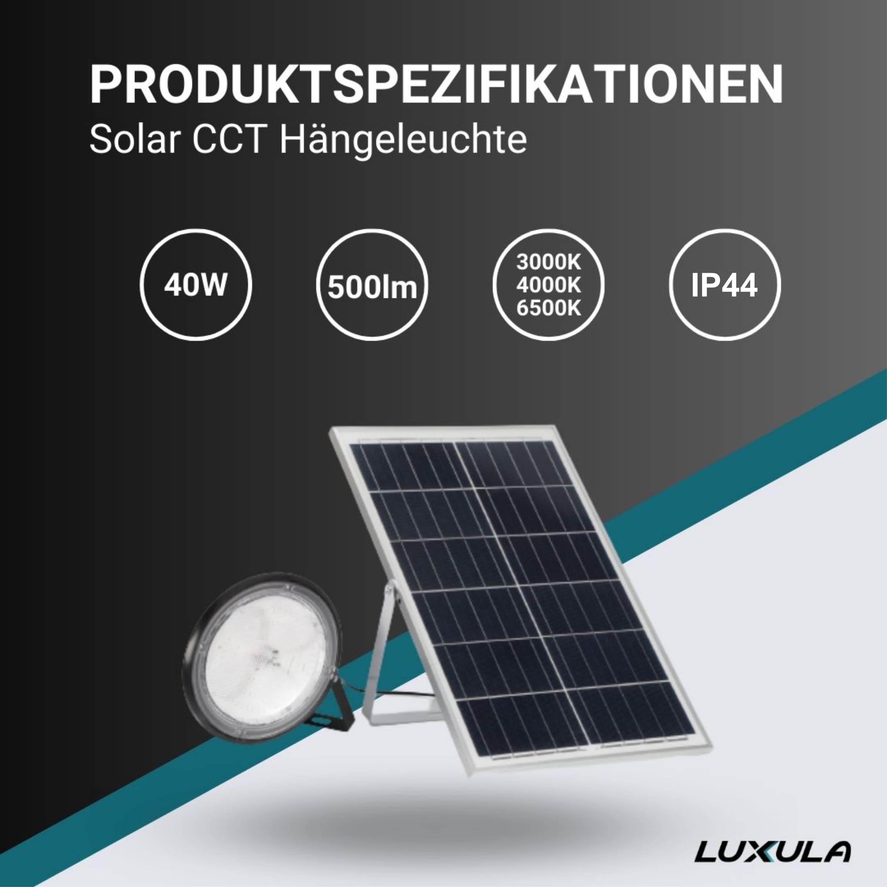 LUXULA Solar LED-Hängeleuchte, CCT, 40 W, 500 lm 