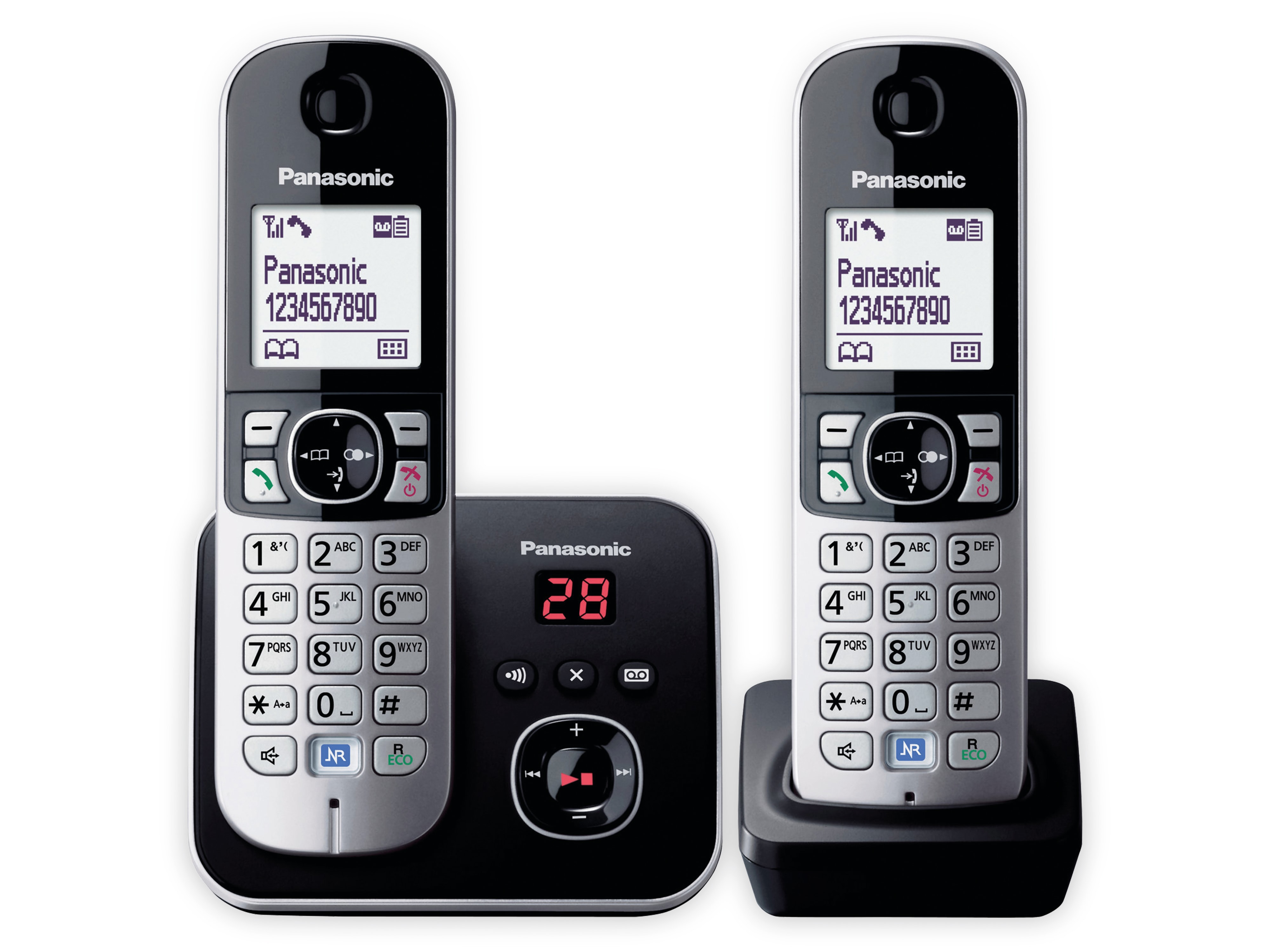 PANASONIC DECT-Telefon KX-TG6822GB, mit AB, Duo, schwarz