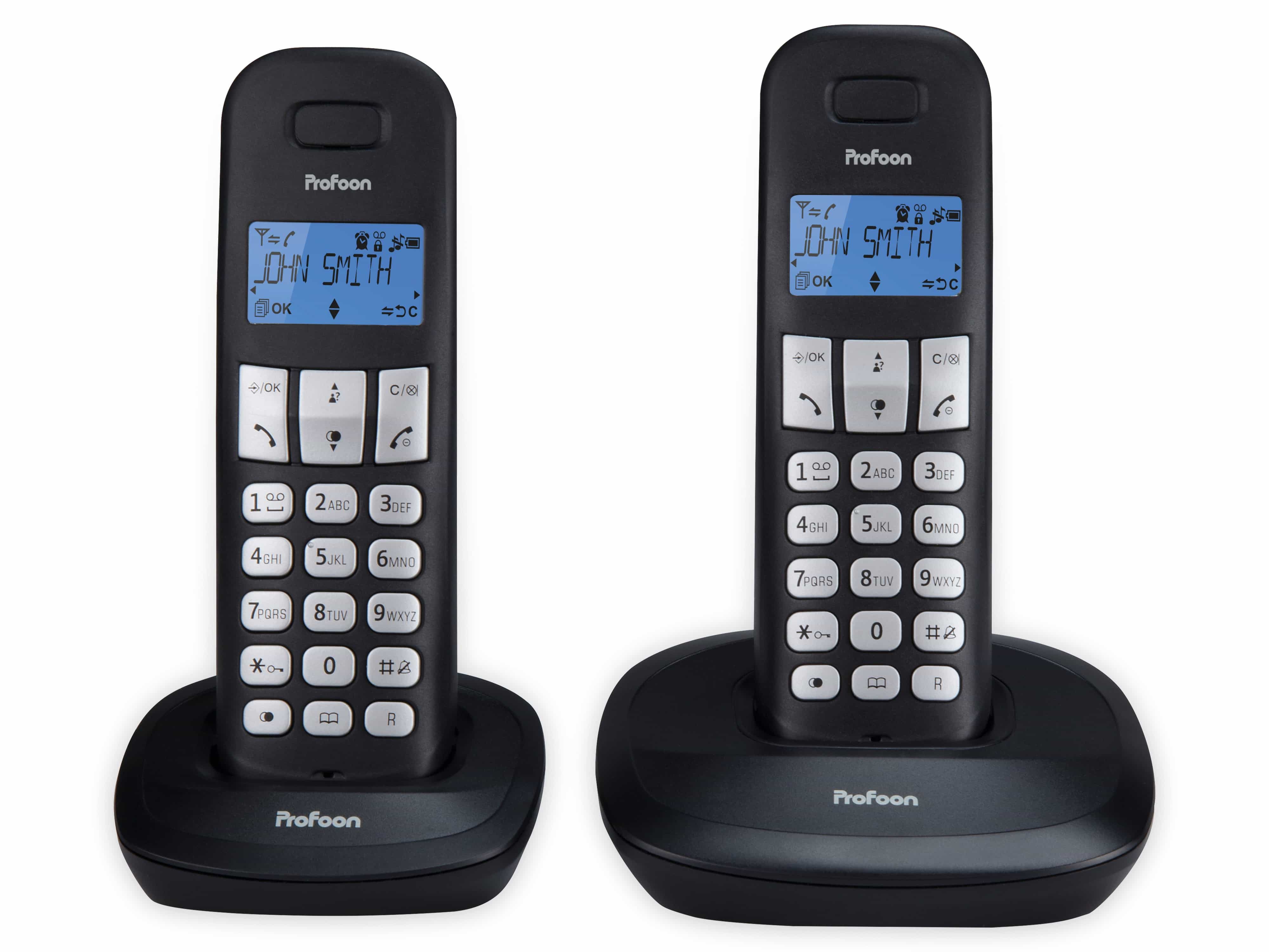 PROFOON DECT-Telefon PDX-1120, mit 2 Mobilteilen, schwarz