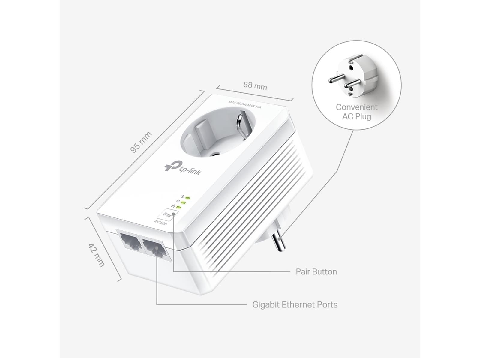 TP-LINK Powerline-Set TL-PA7027P KIT, AC Passtrough, AV1000