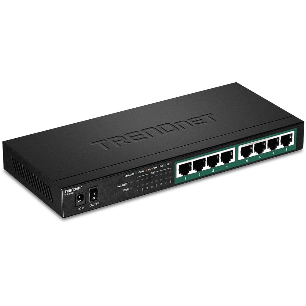 TRENDNET Switch, 8 Port Gigabit PoE+, 65 W