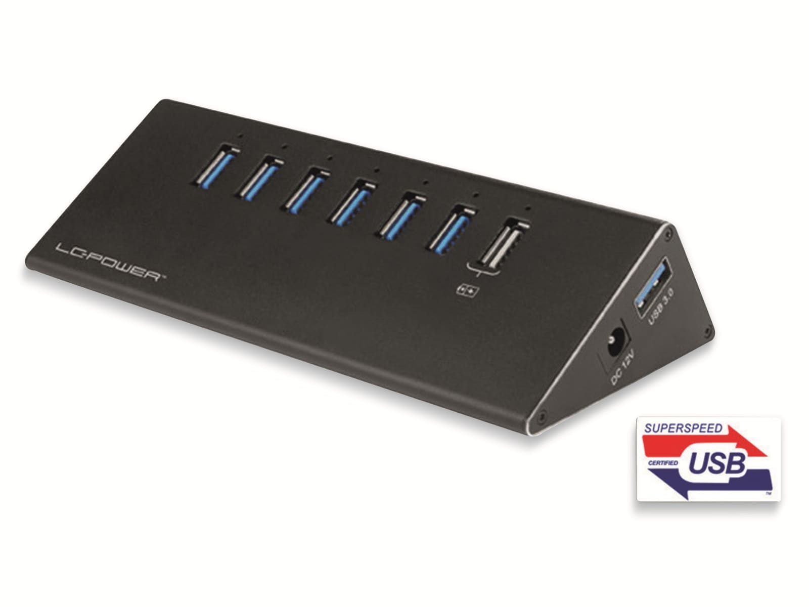 LC POWER USB-Hub LC-HUB-ALU-2 B-7, USB 3.0, 6-port +1x Power, Alu