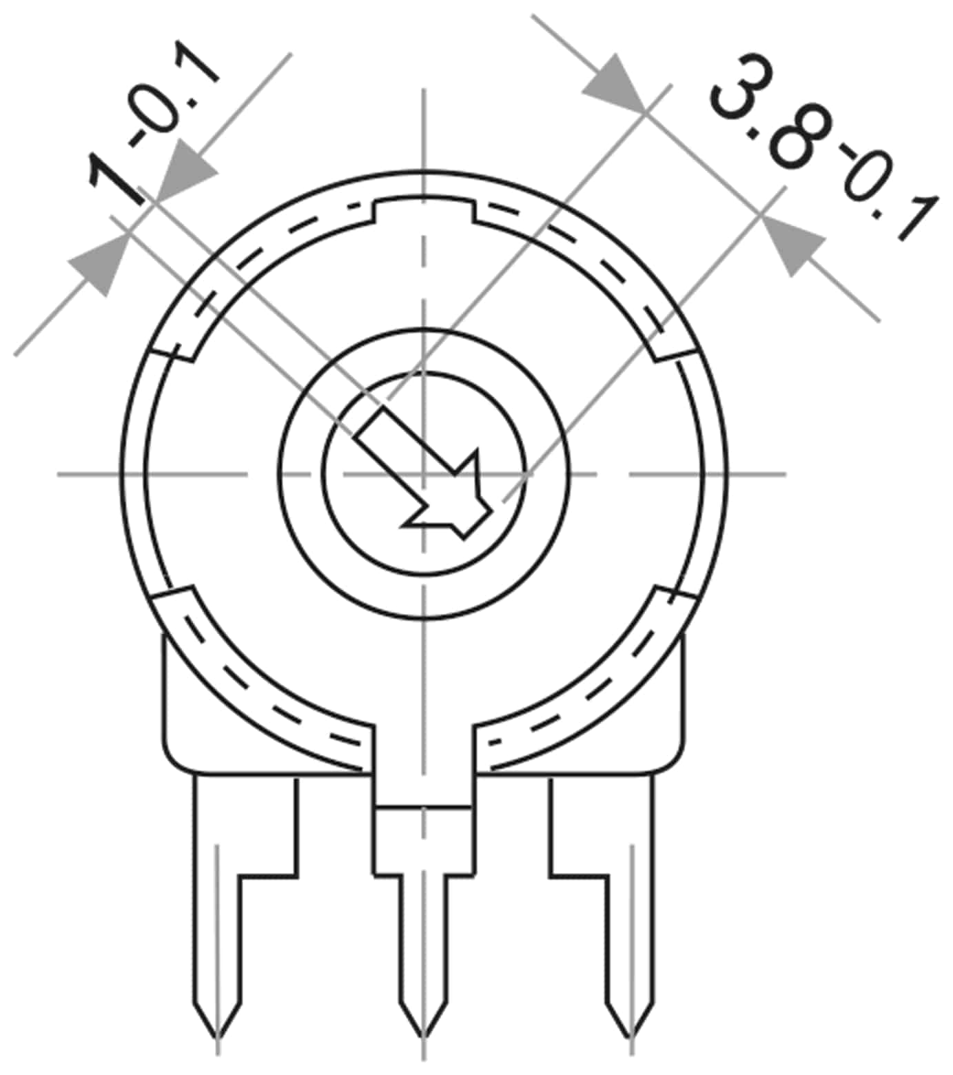 PIHER Potentiometer PT-15, 500 Ω, liegend