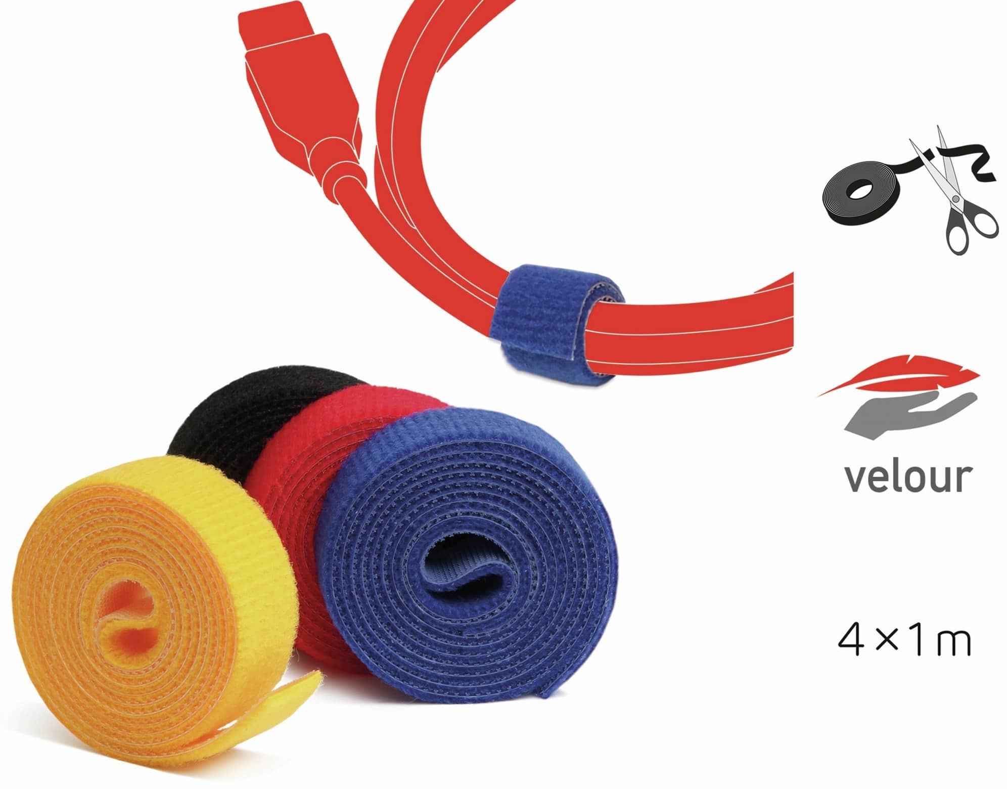 Klett-Rolle LABEL THE CABLE Roll Strap, 4x 100 cm, 16 mm, bunt