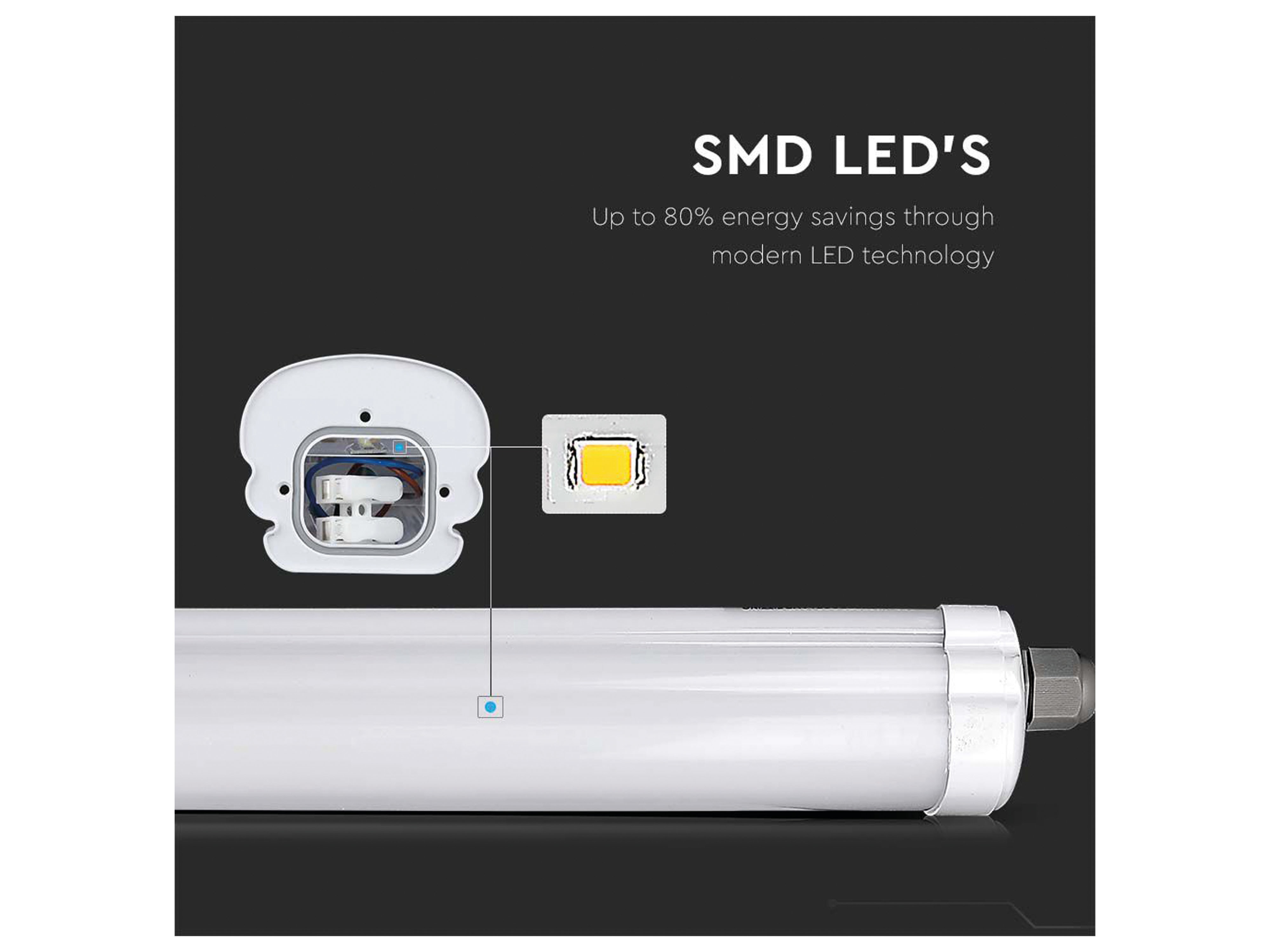 V-TAC LED-Feuchtraum-Wannenleuchte, 48W, 5760lm, 4000K, 1500mm