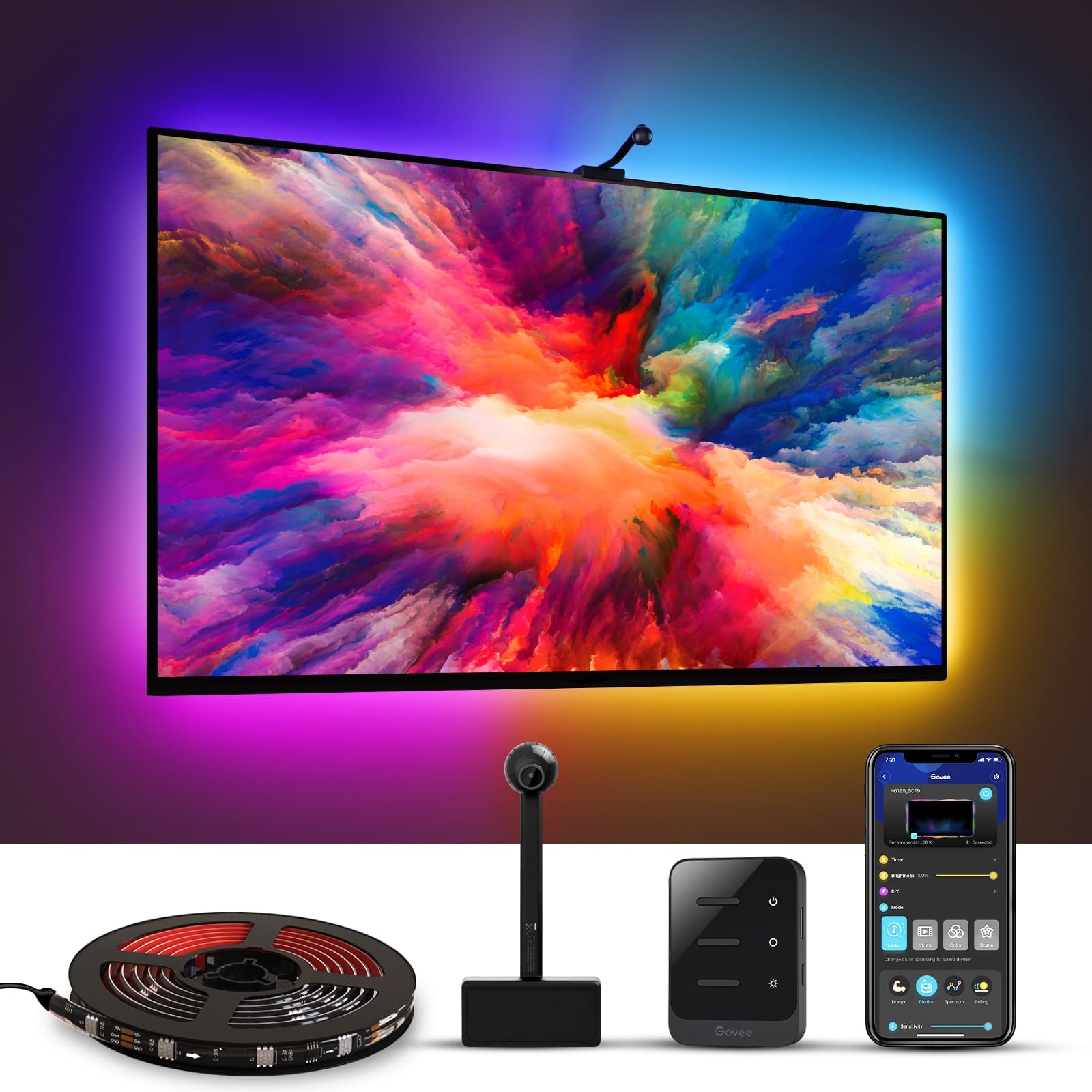 GOVEE LED-Strip Dreamview TV Strip, RGB, EEK: G, App, Mikrofon, Kamera, 3,5 m