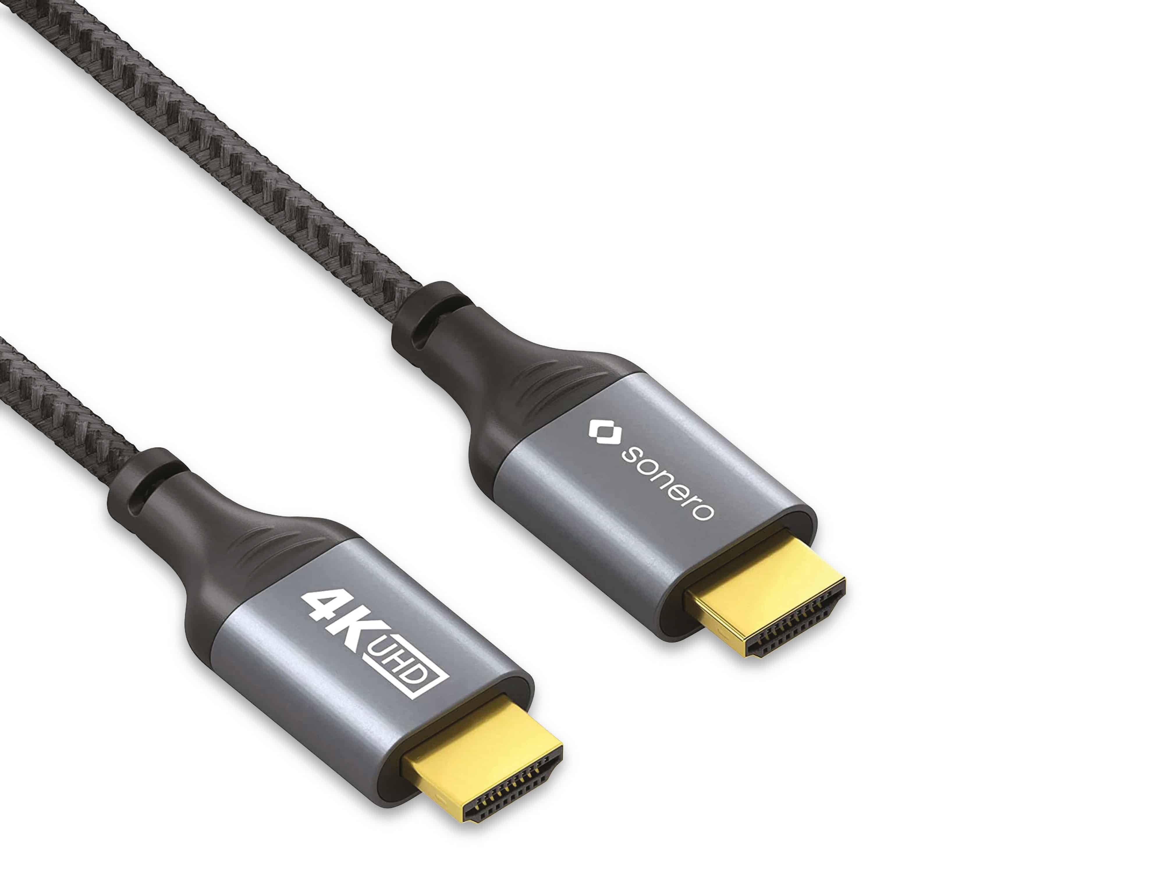 SONERO HDMI-Kabel 4K60, grau/schwarz, 3 m