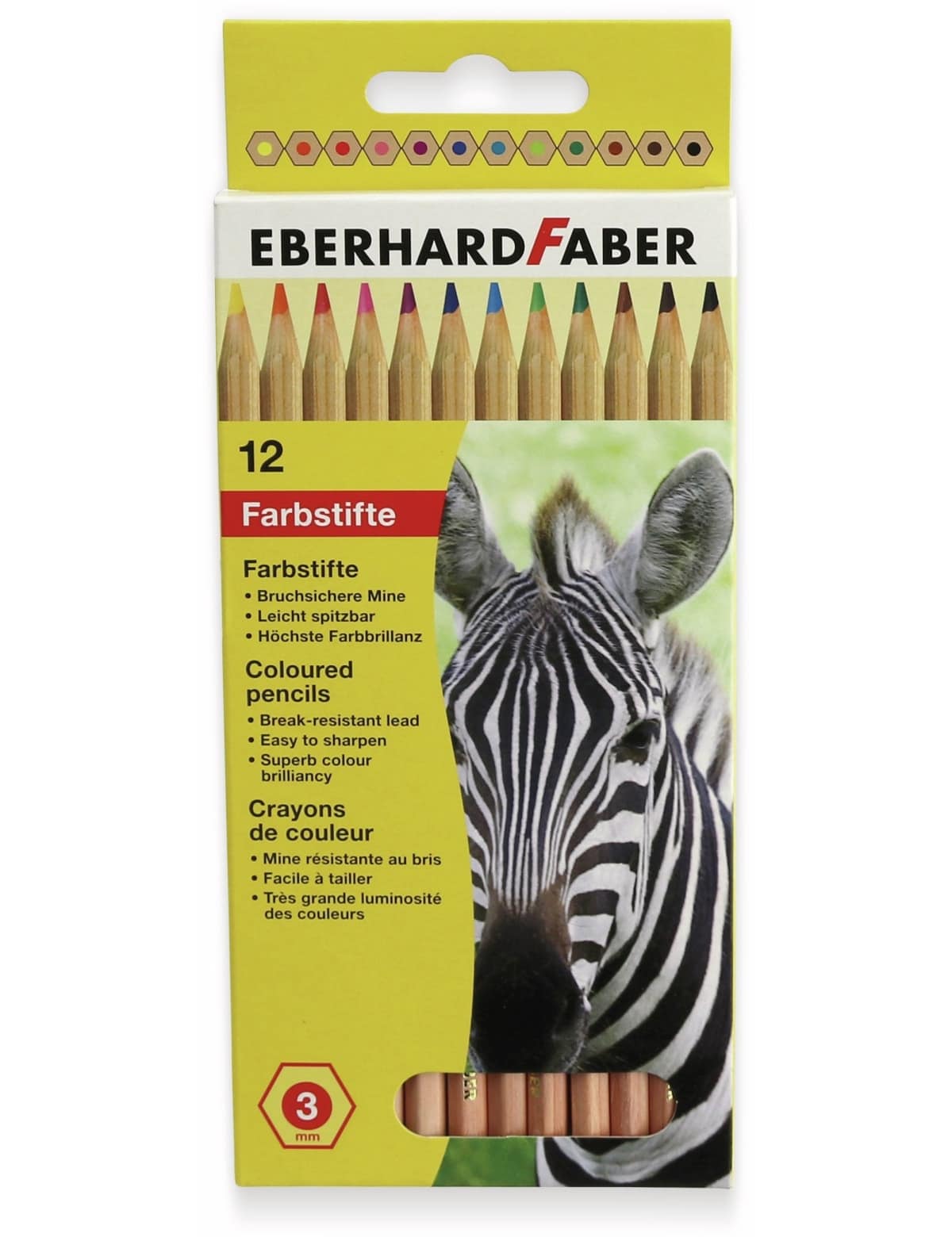 Eberhard Faber Buntstifte hexaonal natur in Kartonetui, 12 Stück