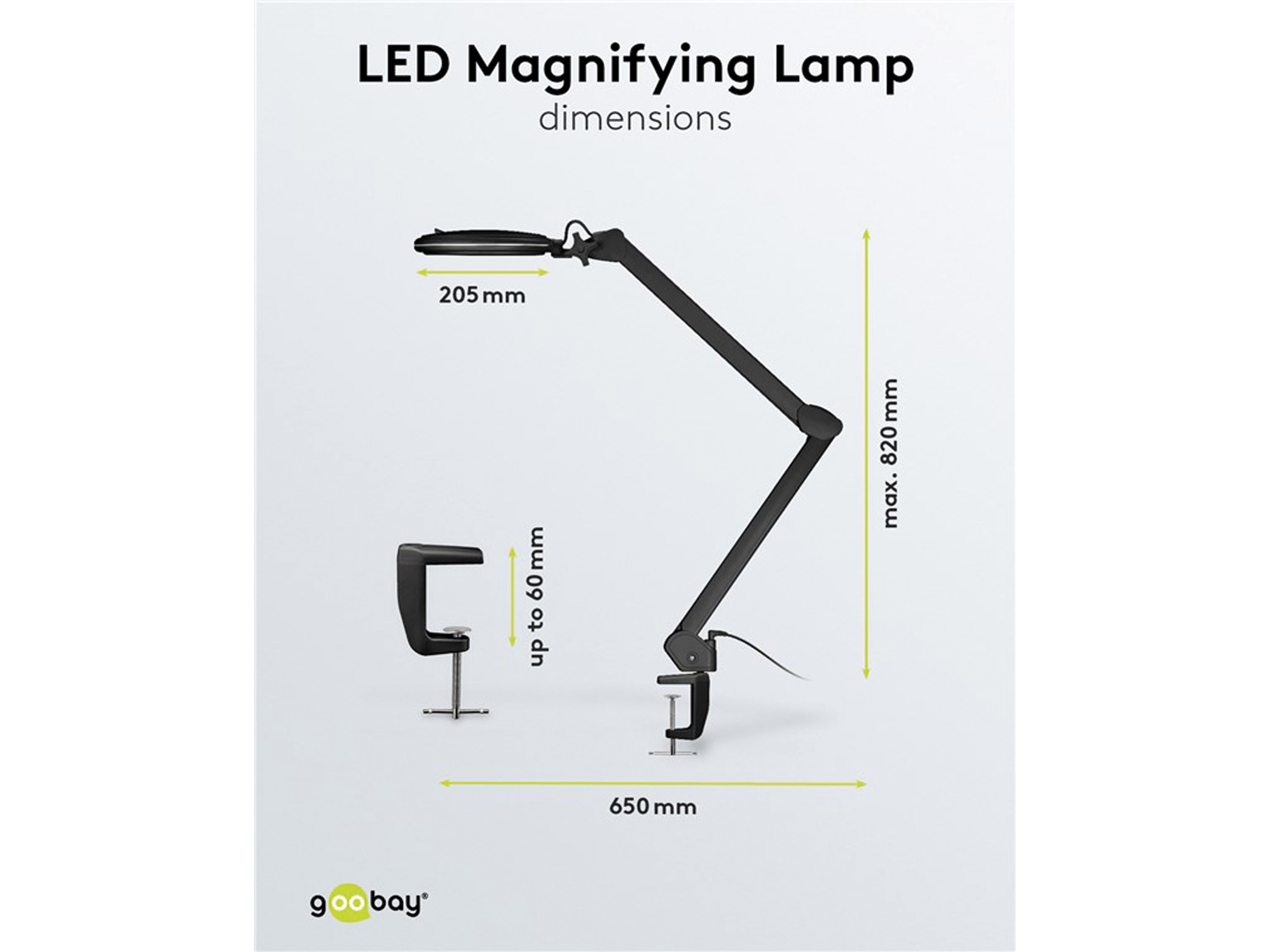 GOOBAY LED-Klemm-Lupenleuchte, 10 W, 800 lm, dimmbar, schwarz