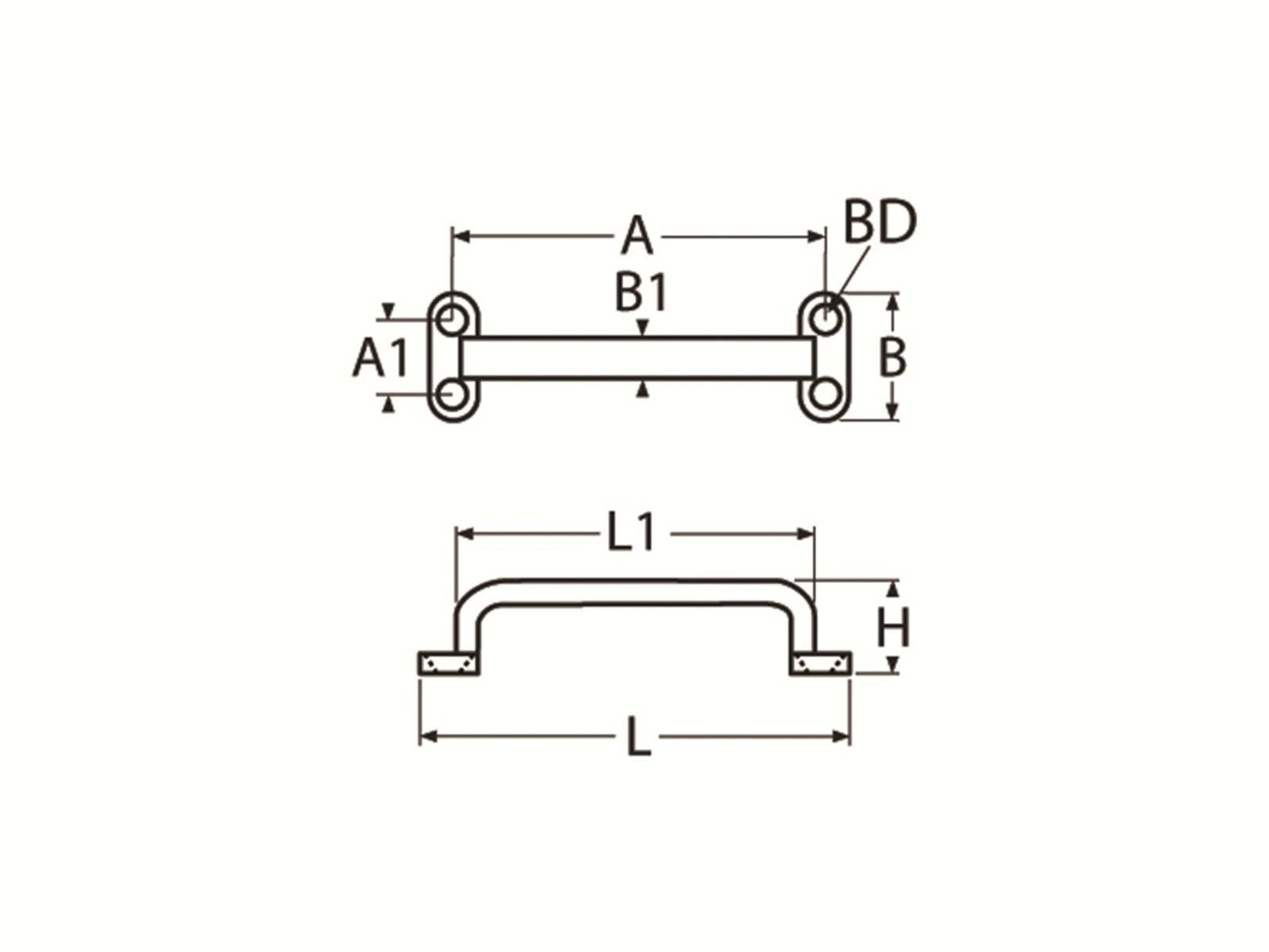 MARINETECH Haltegriff, Edelstahl A2, Länge 118 mm