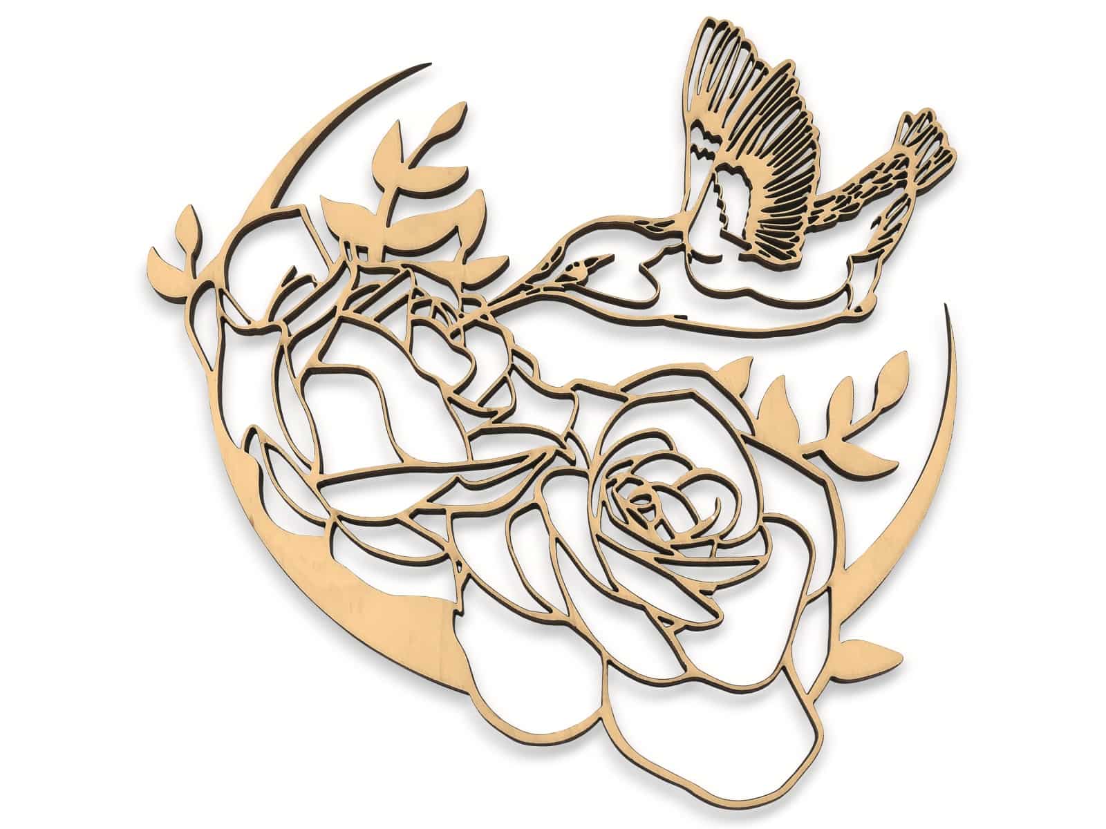 HOLZBIBER® Kolibri m. Rosenblüten 30cm Durchmesser, zum Aufhängen Fensterschmuck Wandschmuck Amulett