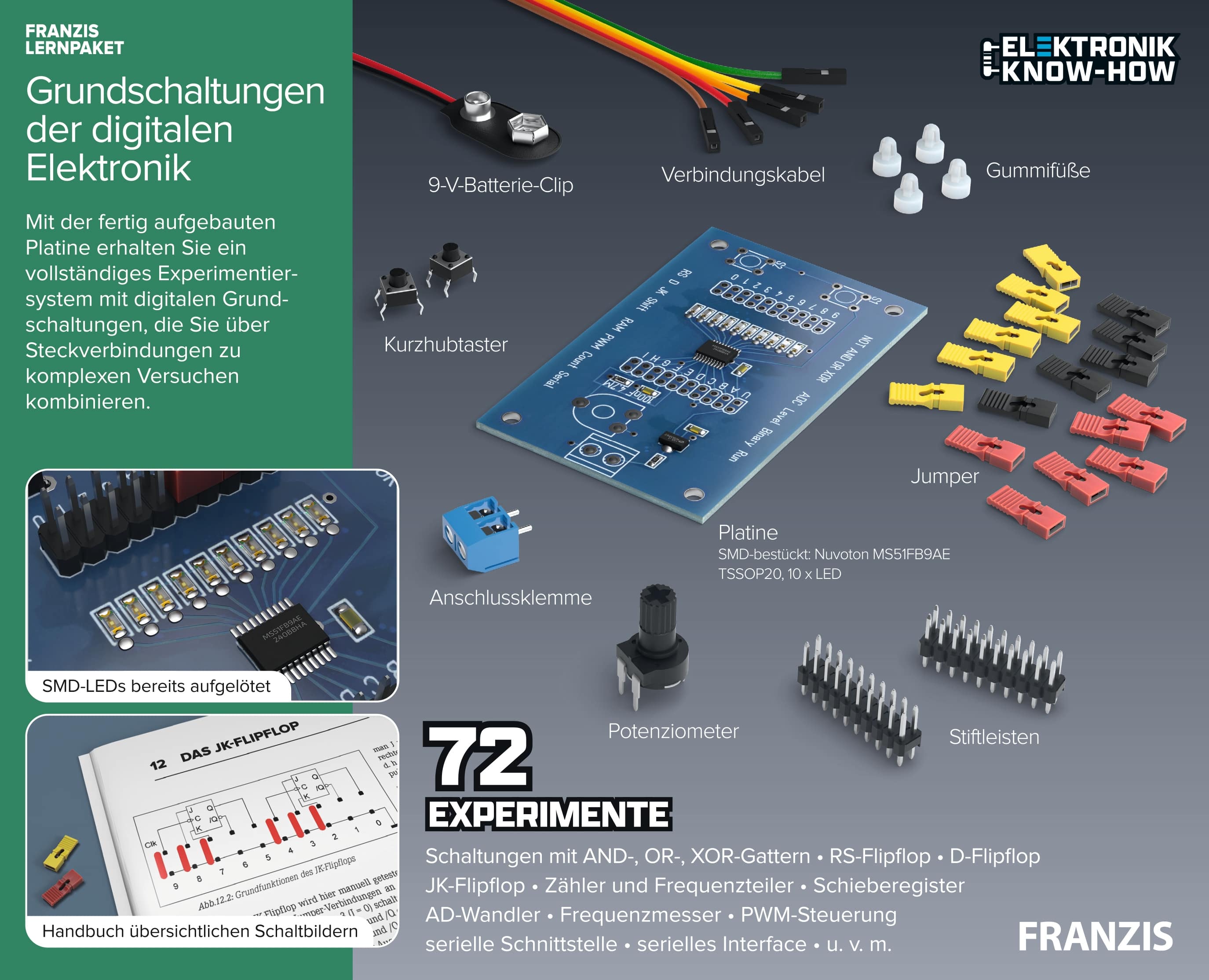 FRANZIS Lernpaket Grundschaltungen der digitalen Elektronik 67204, ab 14 Jahre