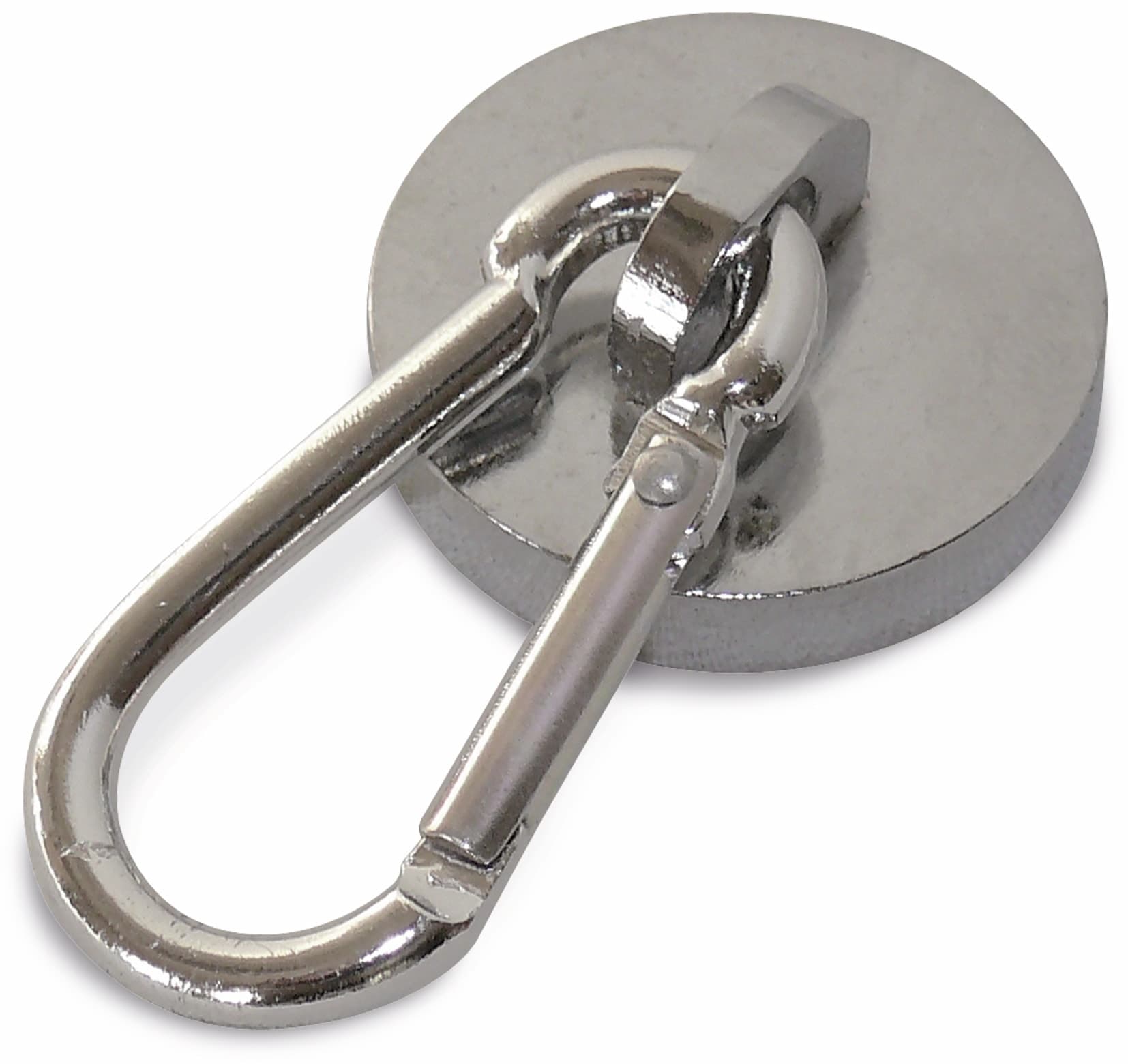 Neodymium Rundmagnet mit Karabiner, Ø 28 mm