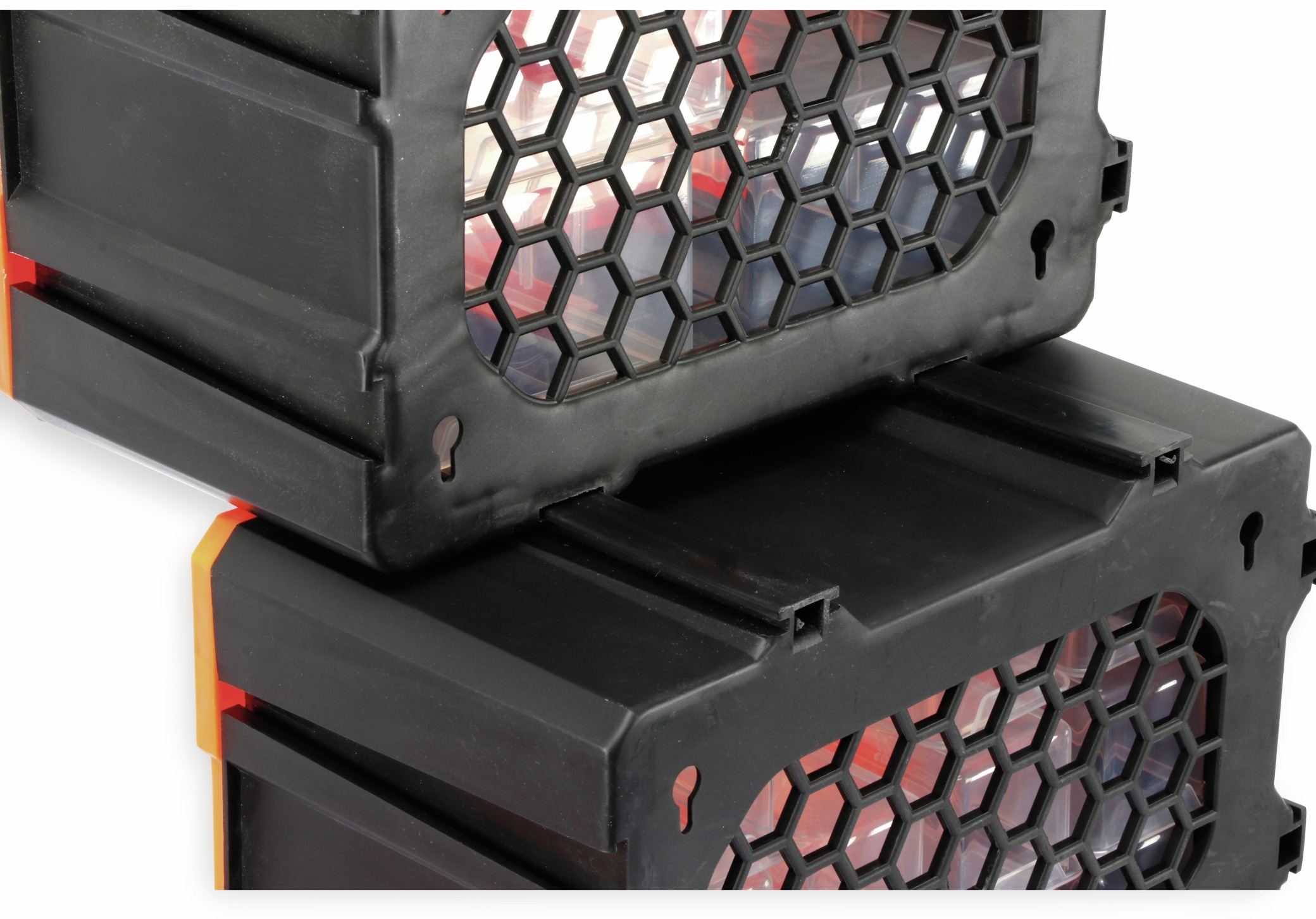 DAYTOOLS Werkzeugbox TW2021, Kunststoff,4-teilig, schwarz/orange
