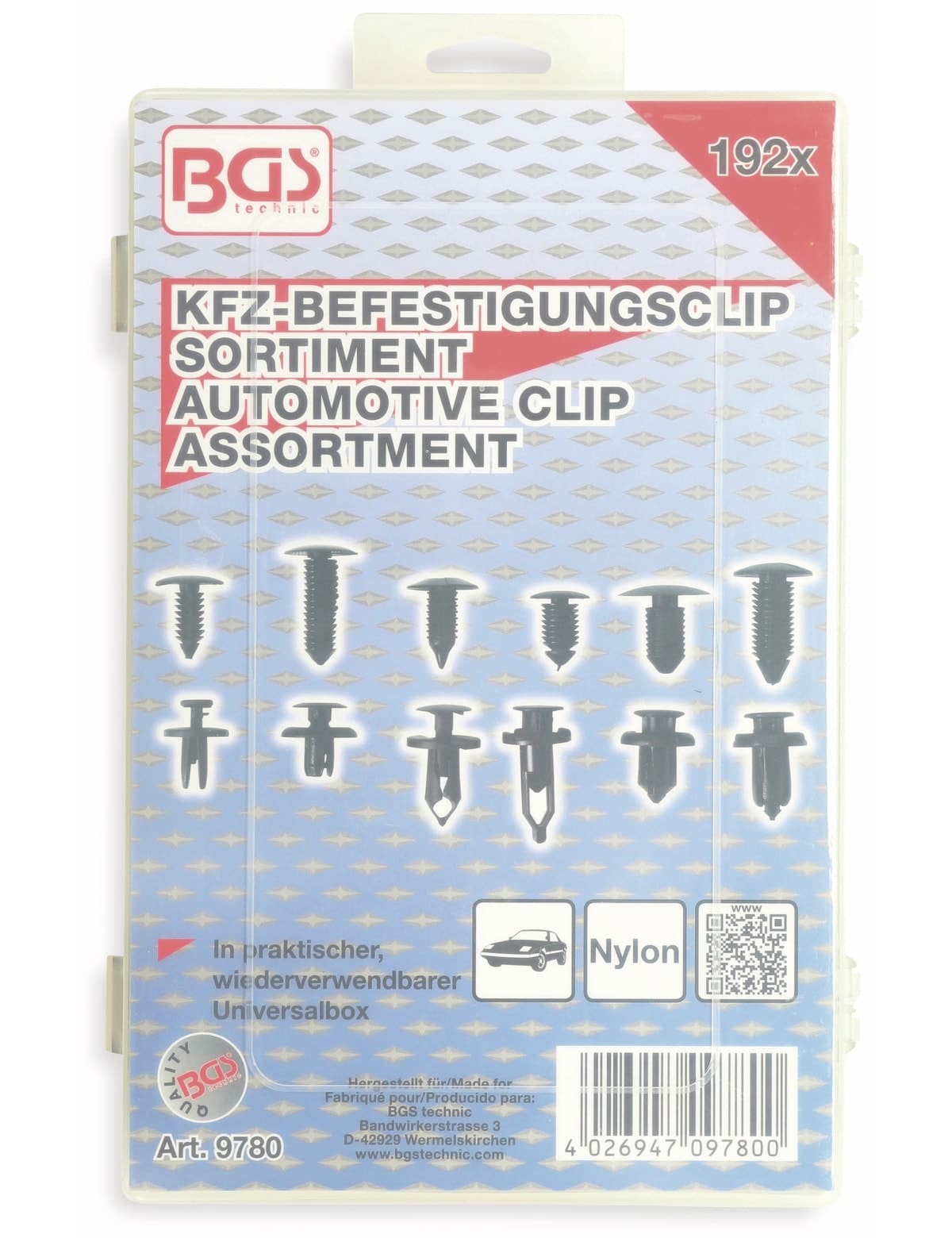 BGS TECHNIC KFZ-Befestigungsclip-Set 9780, universal, 192-tlg