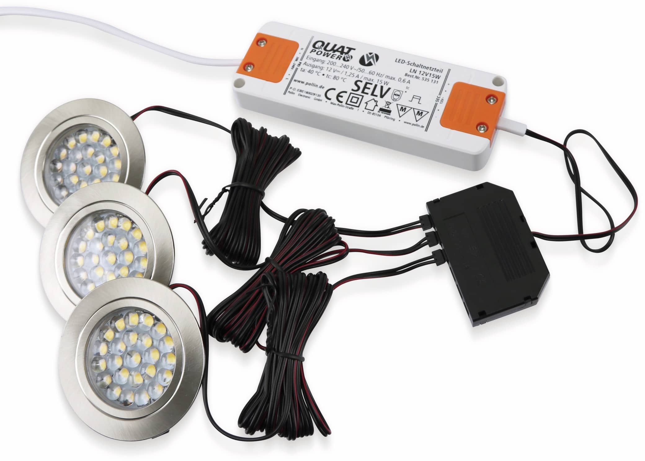 DAYLITE LED-Einbauleuchten Komplett-Set LES-3, 1,8 W, 100 lm, 4000K