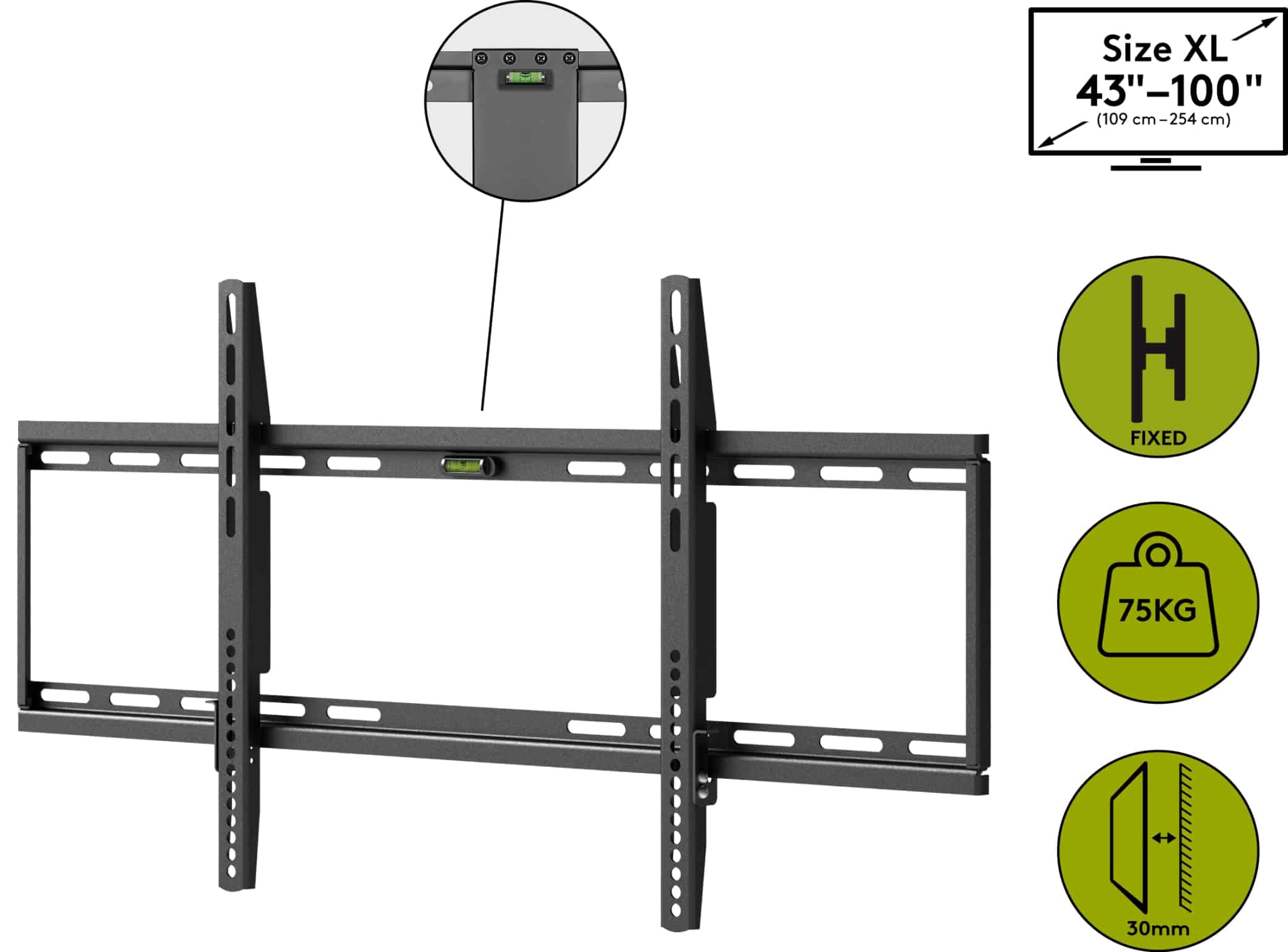 GOOBAY TV-Wandhalter Basic FIXED XL, 43...100" (109...254 cm)