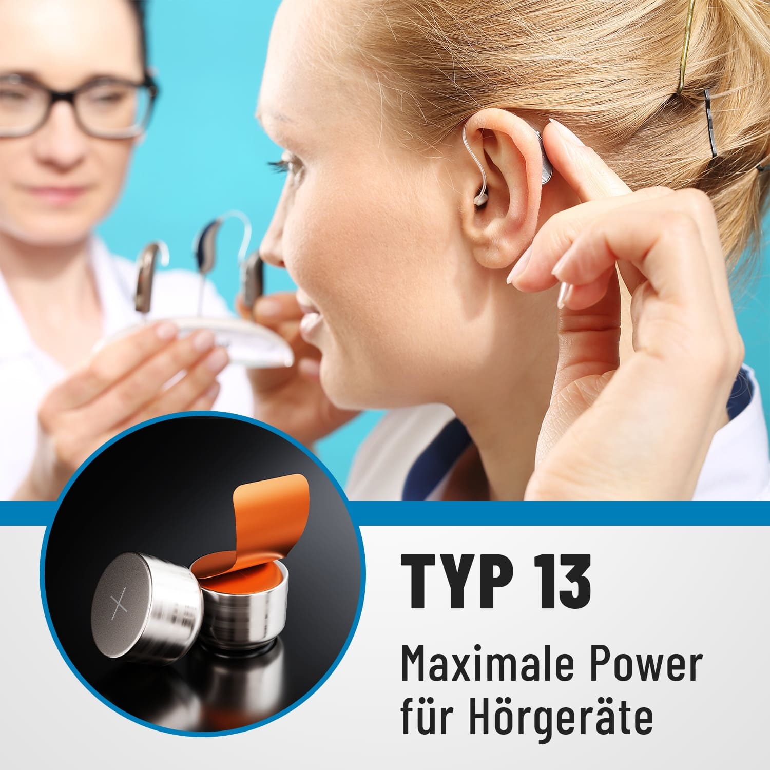 ABSINA Hörgeräte-Batterie Typ 13 / PR48, 6 Stück