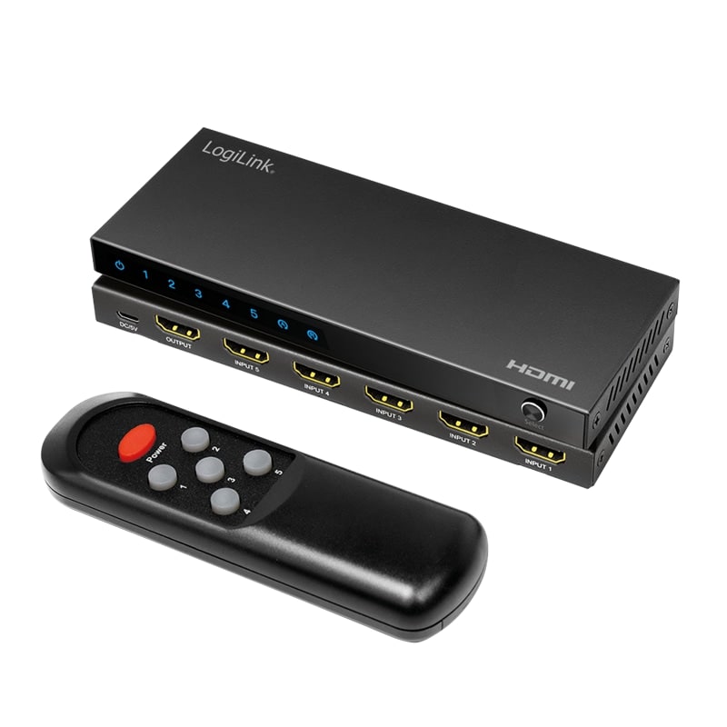 LOGILINK HDMI-Switch HD0060, 5x 1 Port, 4K/60 Hz, schwarz