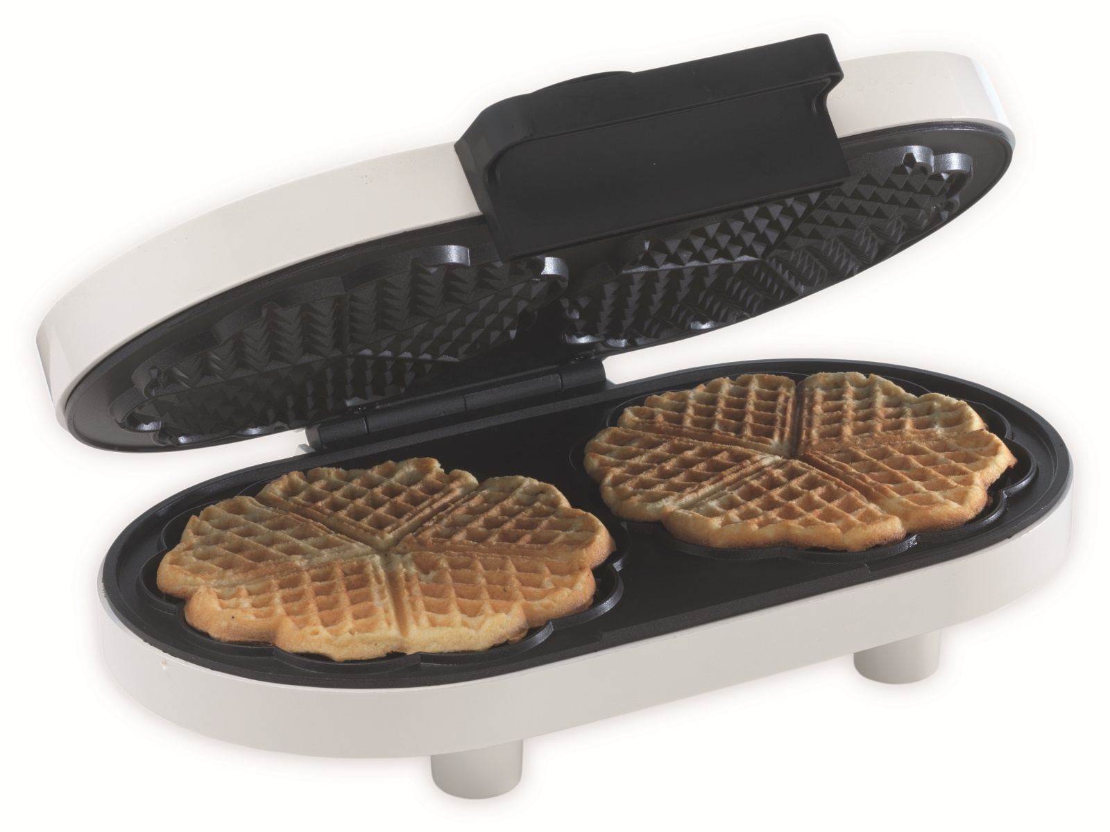 TREBS Waffeleisen 13120, 1200 W, Doppelplatten, Herzform