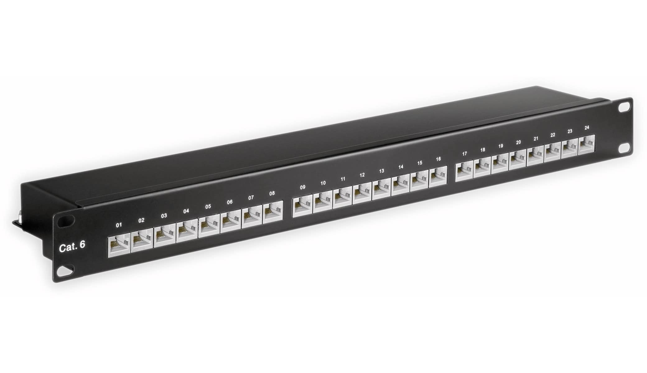 GOOBAY CAT.6 Patchpanel 93048, 48,3 cm (19"), 24-fach, STP, schwarz