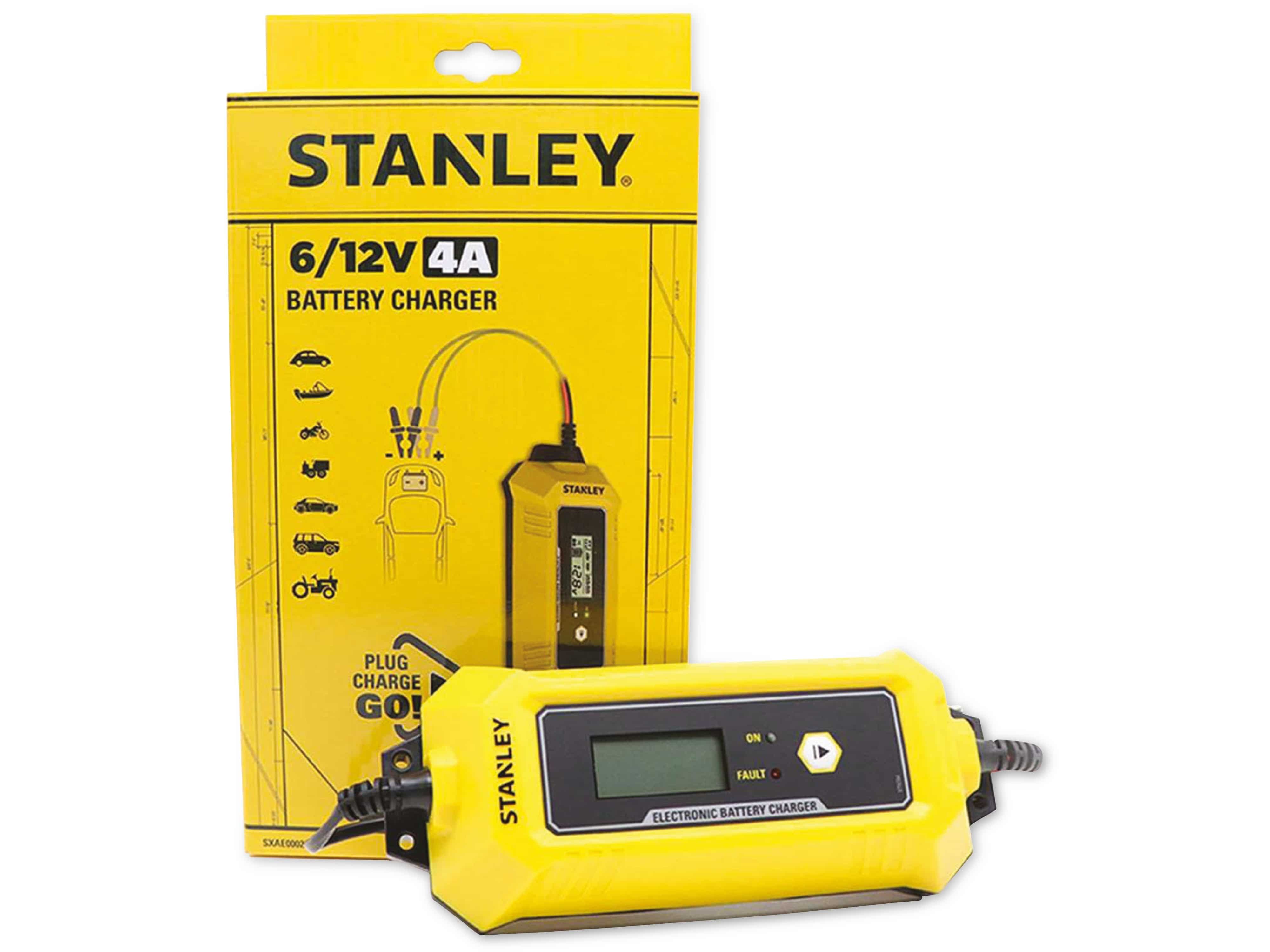 STANLEY Batterie-Ladegerät, 6V+12V, 4A, für Bleiakkus, IP65