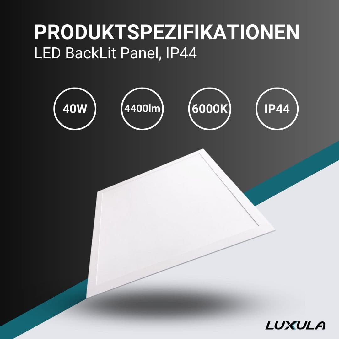 LUXULA LED-Panel, 40 W, 4400 lm, 6000 K, EEK: E, 620x620 mm, BackLit