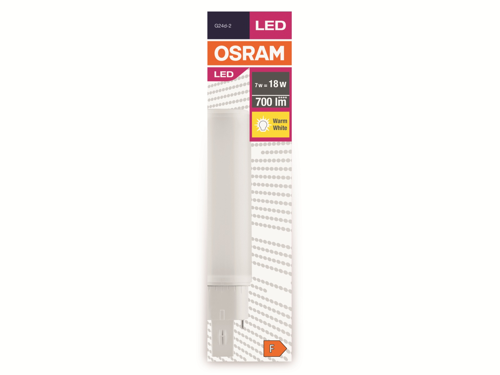 OSRAM LED-Lampe, Dulux D18, G24d-2, EEK: F, 7W, 700lm, 3000K