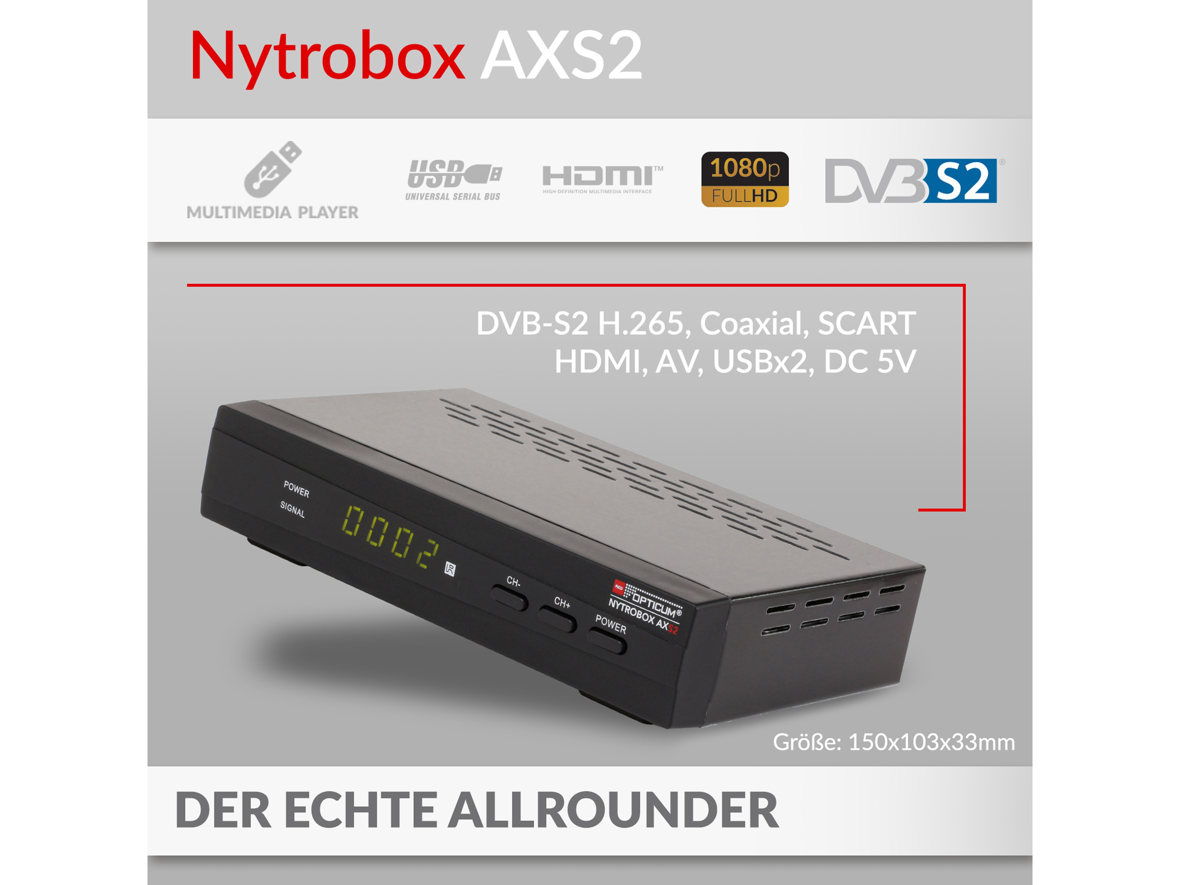 RED OPTICUM DVB-S HDTV Receiver NYTROBOX AXS2, mit PVR