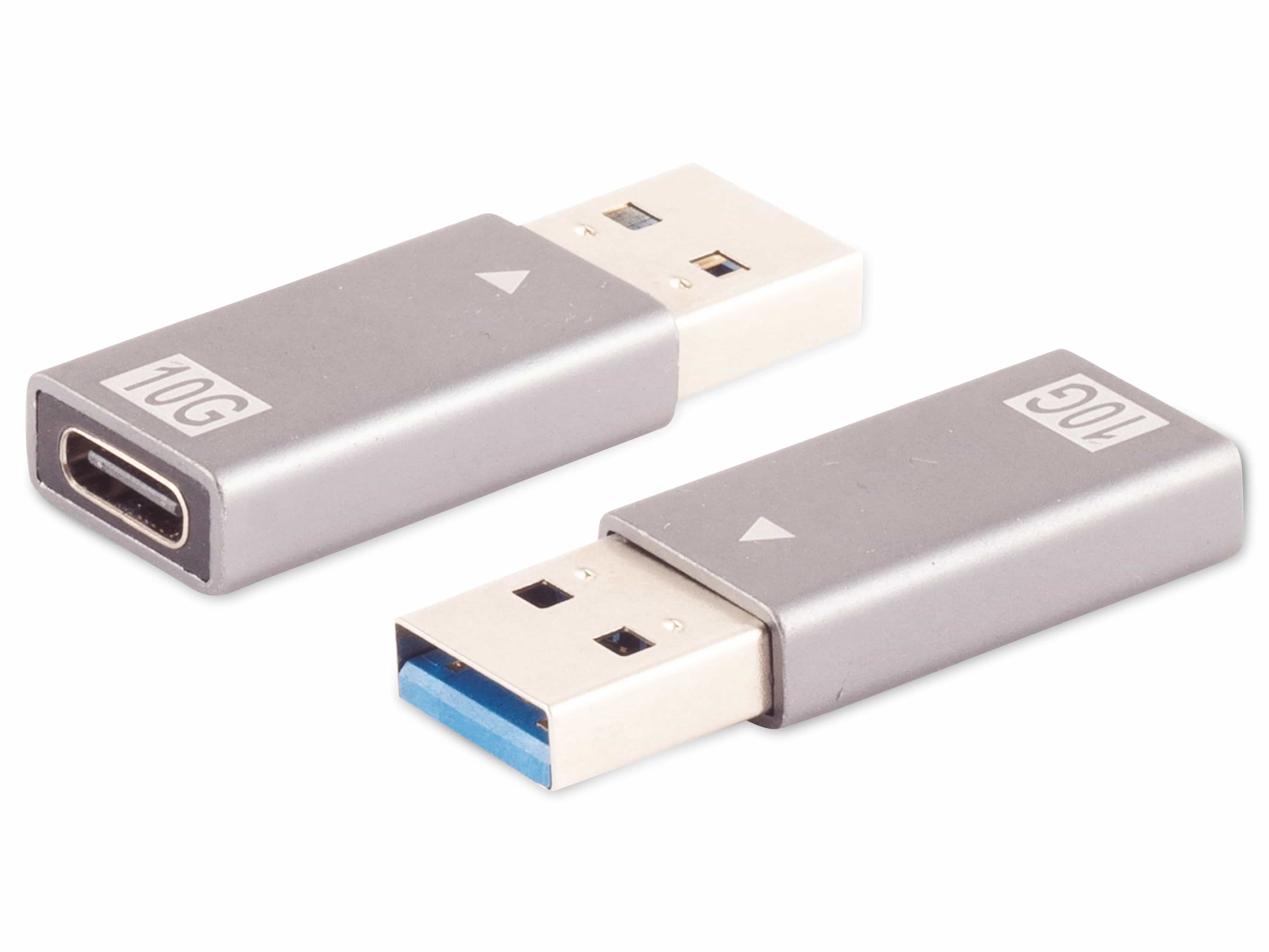 S-IMPULS USB-A Adapter, USB-C Buchse, 3.1, 10 Gbps, Metall
