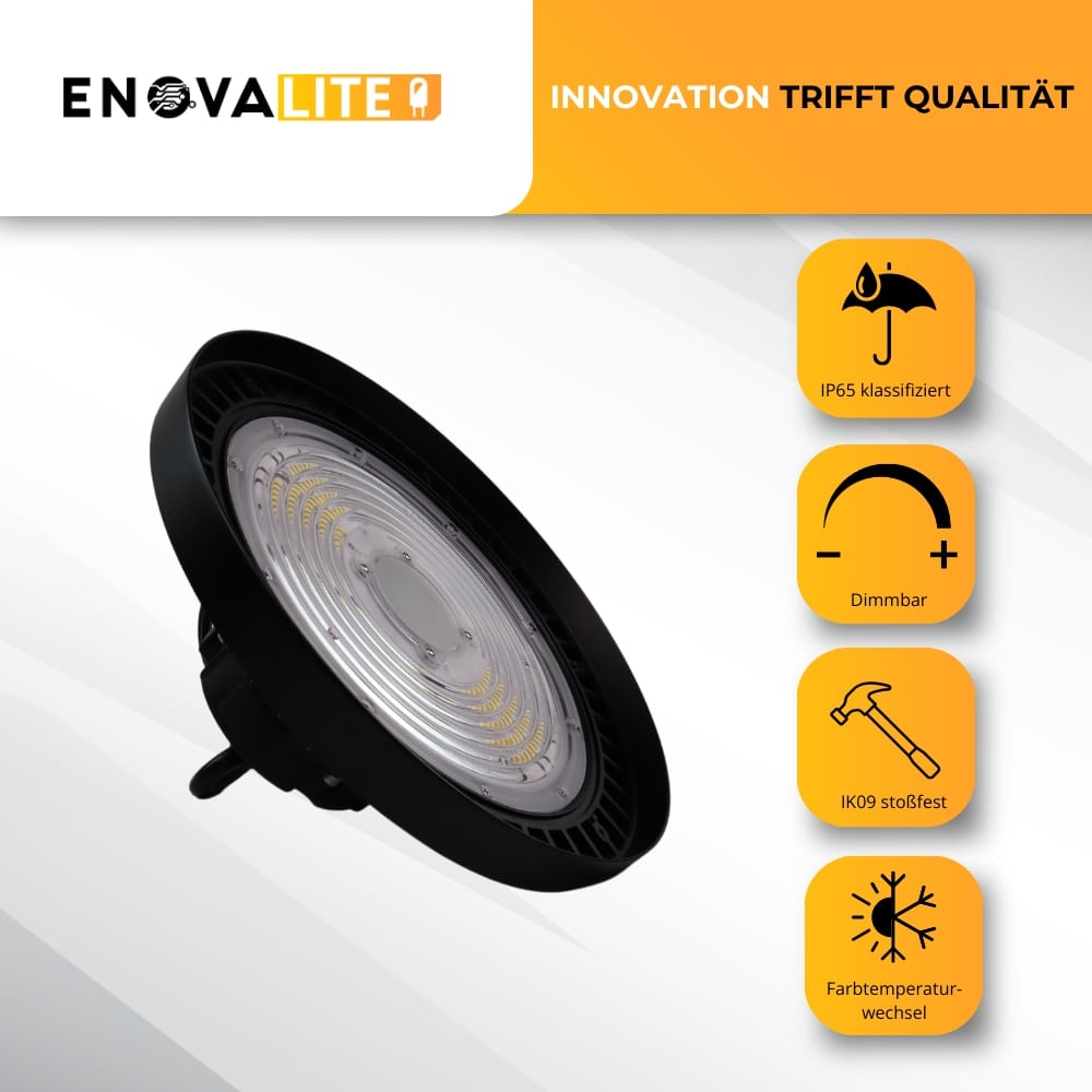 ENOVALITE LED-Highbay-Leuchte, UFO, EEK: D, 200W, 28000lm, 5500K, schwarz