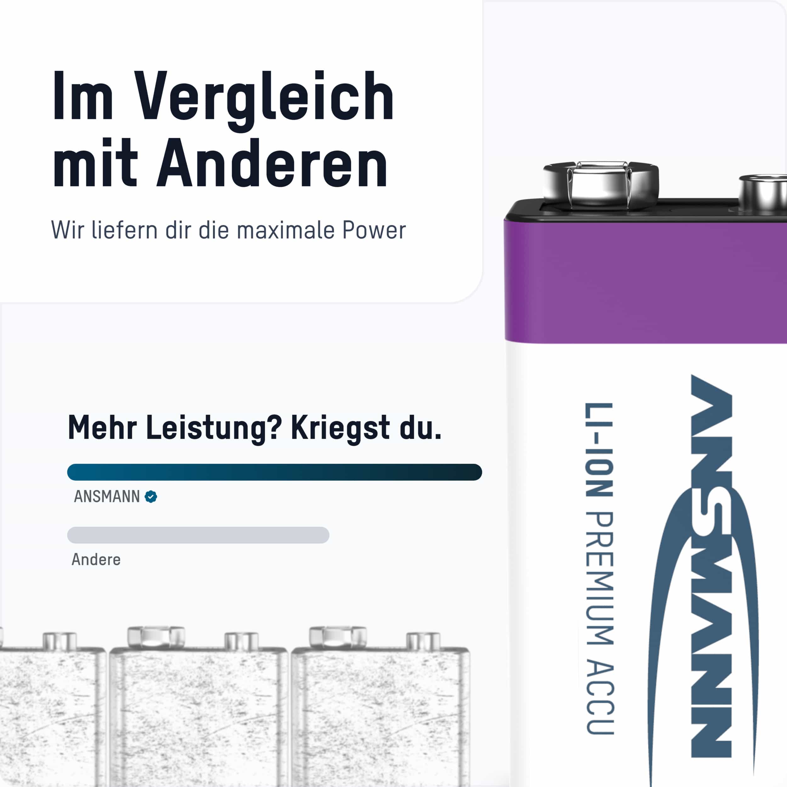 ANSMANN Li-Ion 9V-Block-Akku, Typ 400 (min. 340mAh)