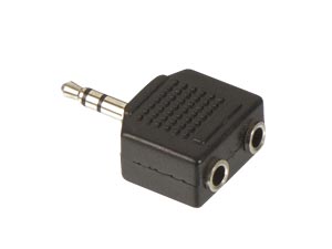 S-IMPULS Klinkenadapter, Stecker 3,5 mm stereo / 2x Kupplung 3,5 mm stereo, schwarz