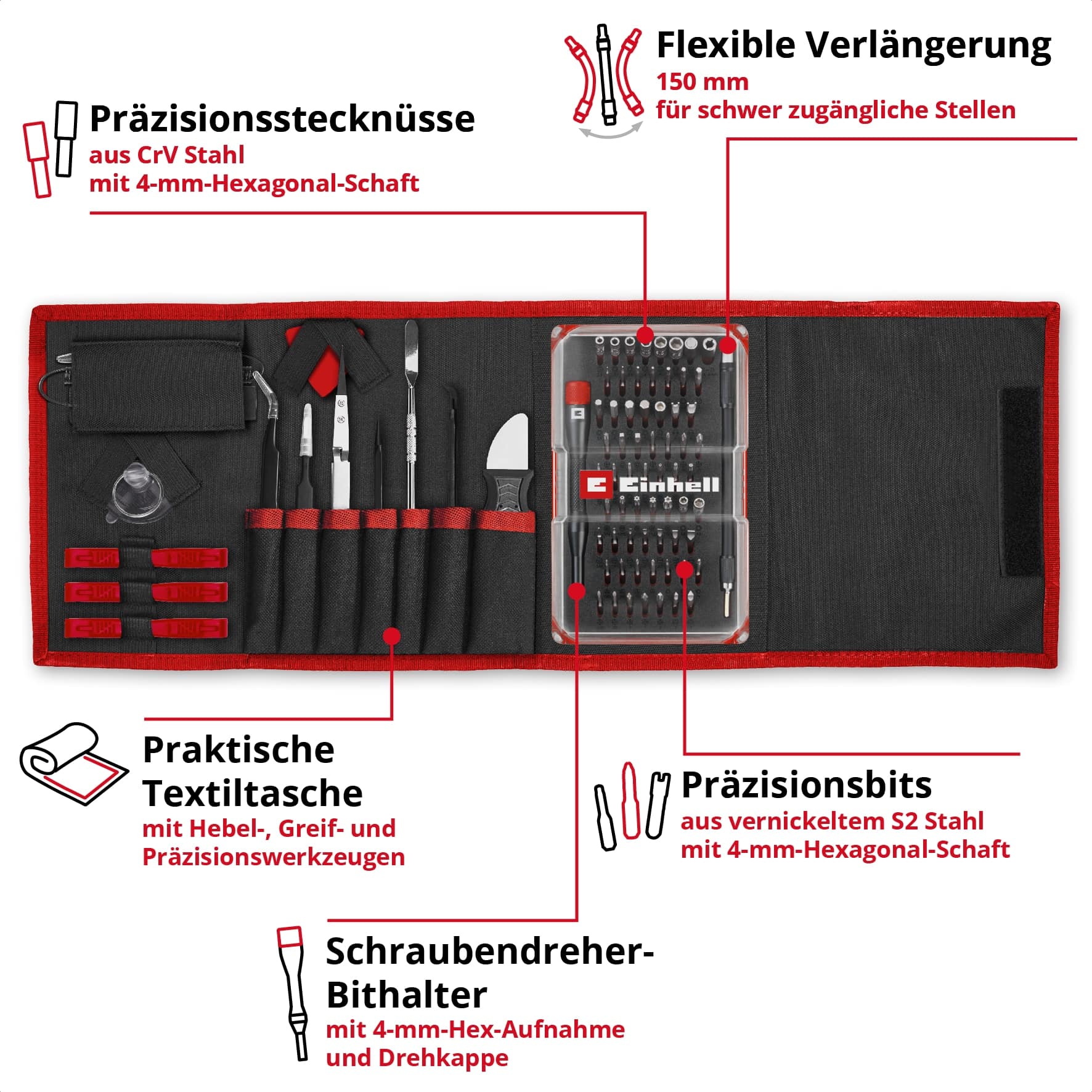 EINHELL Präzisionsbit-Set, 115050, 84-teilig